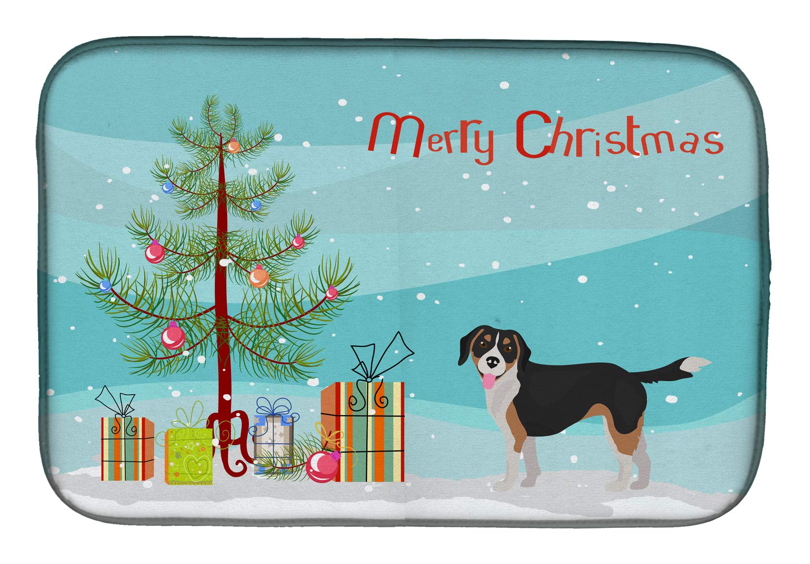 Beaglier #2 Christmas Tree Dish Drying Mat - Absorbent Kitchen Counter Mat for Dishes, 14 x 21 Inch Multicolor - Perfect for Holiday Kitchen Decor & Countertop Protection