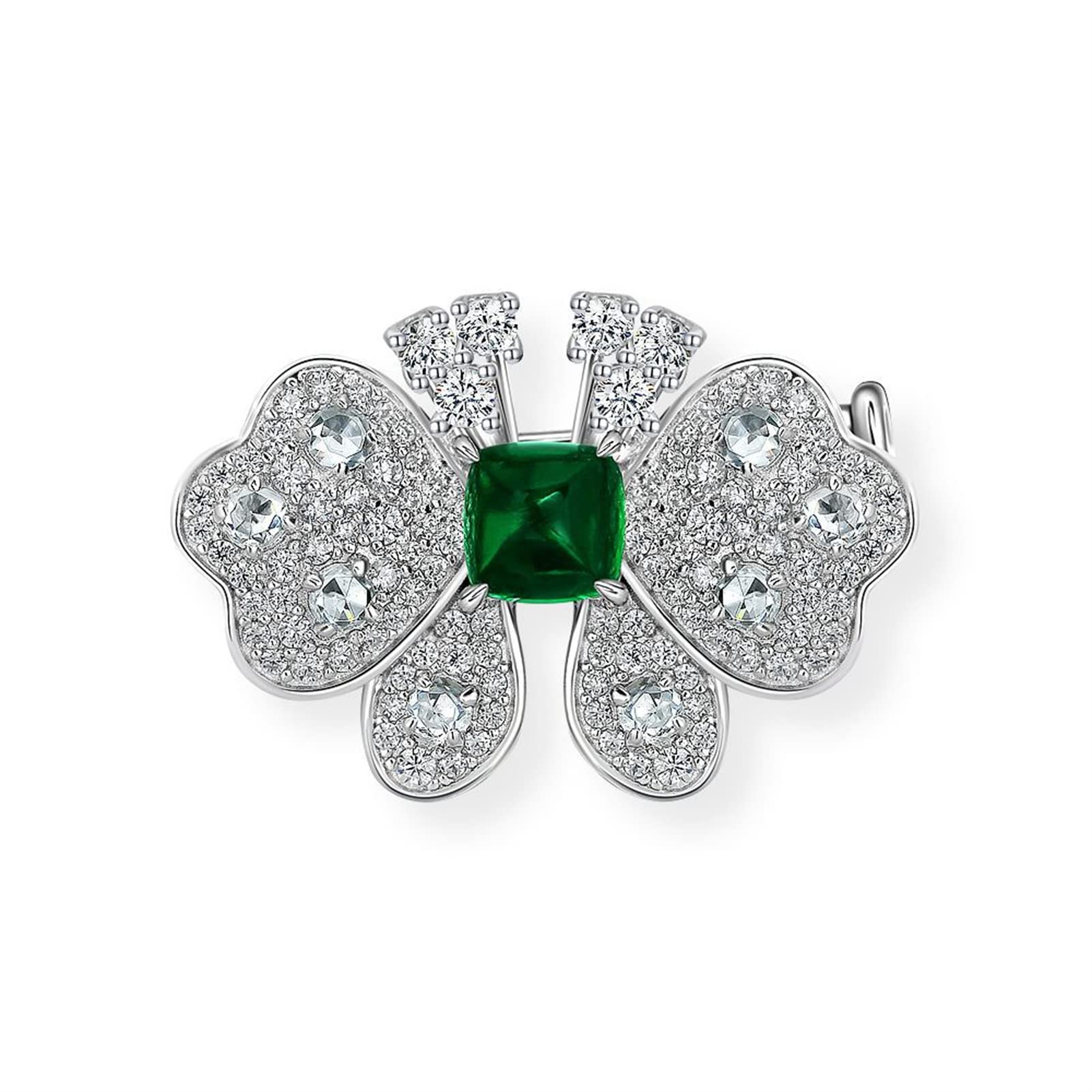925 Sterling Silver Butterfly Brooch with Emerald - Elegant Women's Fashion Jewelry for Weddings, Parties & Special Occasions | Perfect Gift for Her