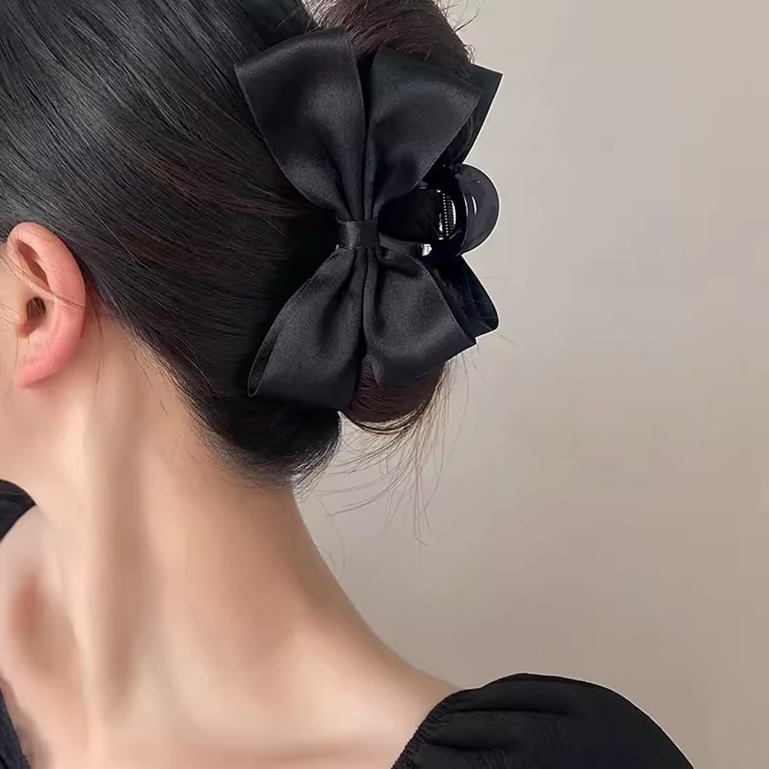 Premium Hair Clips for Women - Non-Slip Bow Knot Claw Clips for Thick & Thin Hair | Large Black Hair Accessories for Everyday, Work & Special Occasions