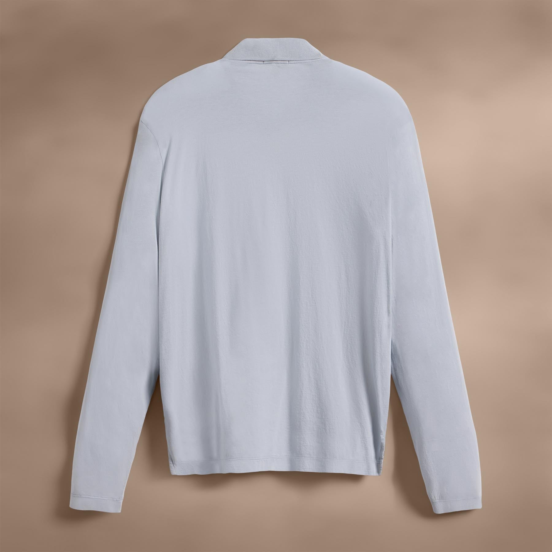 Luxe Lotus Jersey Long Sleeve Polo Shirt for Men - Soft Breathable Stretch Fabric - Grey Glacier - Perfect for Golf, Business Casual & Everyday Wear