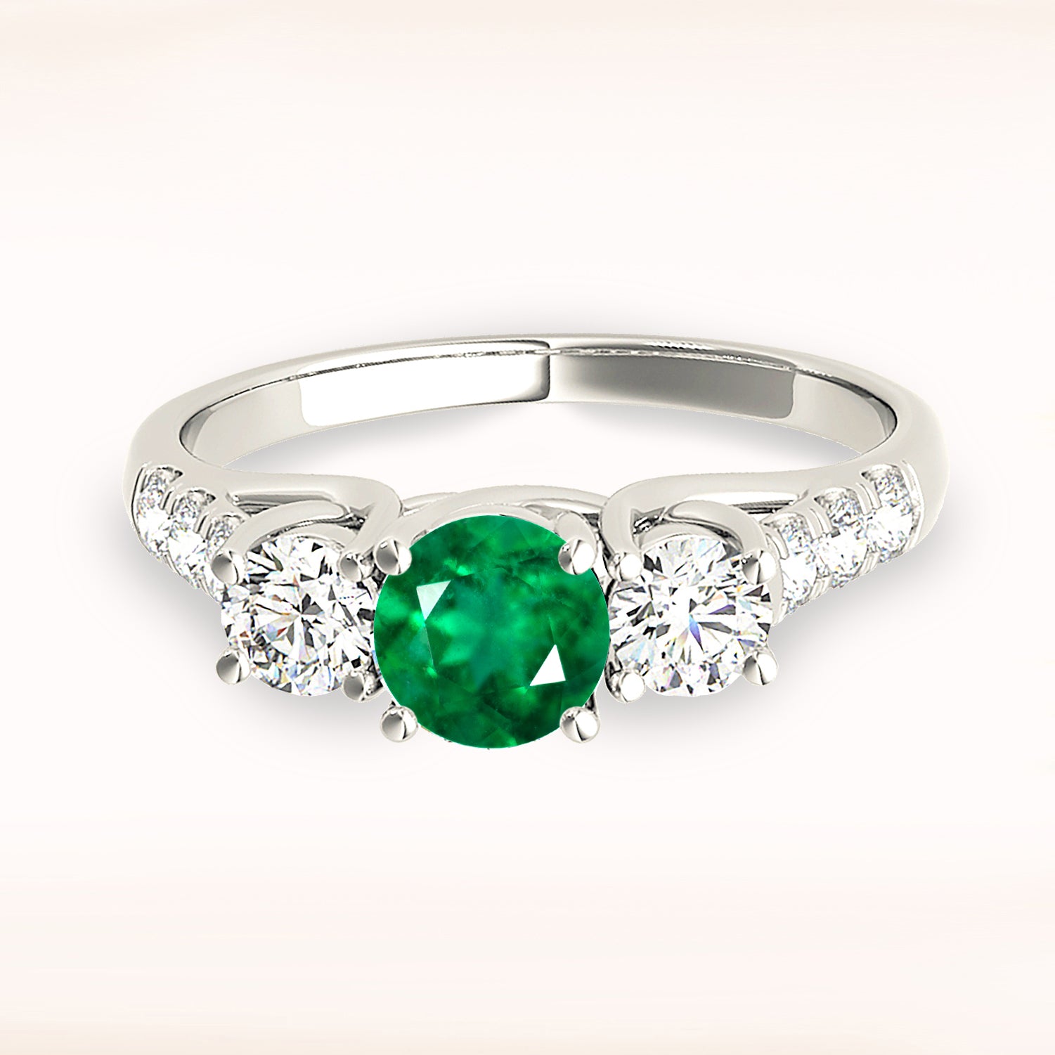 1.15 Carat Genuine Emerald Diamond Ring for Women - 14K Gold Wedding Engagement Ring with Side Stones - Elegant Gift for Anniversary, Birthday & Special Occasions