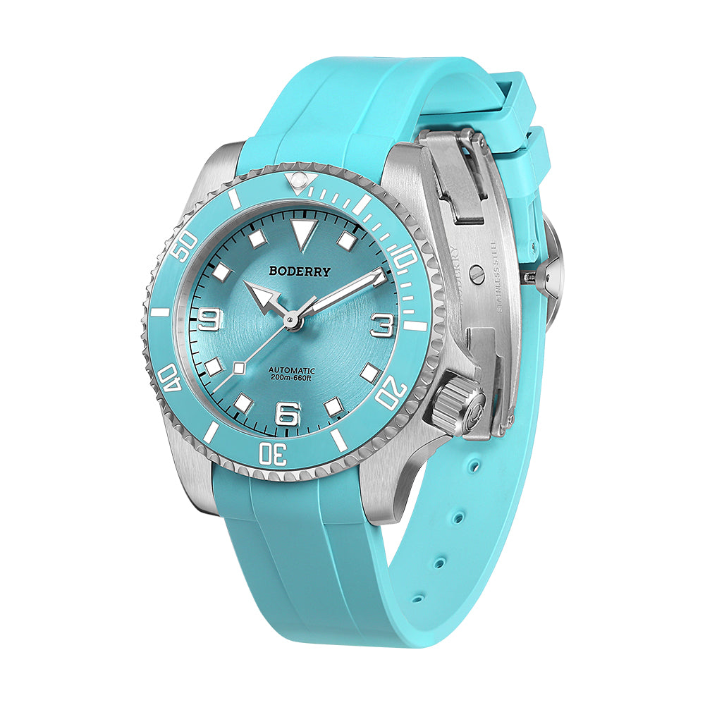 ADMIRAL 3 Hand No Date 200M Waterproof Titanium Automatic Diver Watch for Men - Glacier Blue Ceramic Bezel | Professional Scuba Diving, Swimming & Outdoor Sports