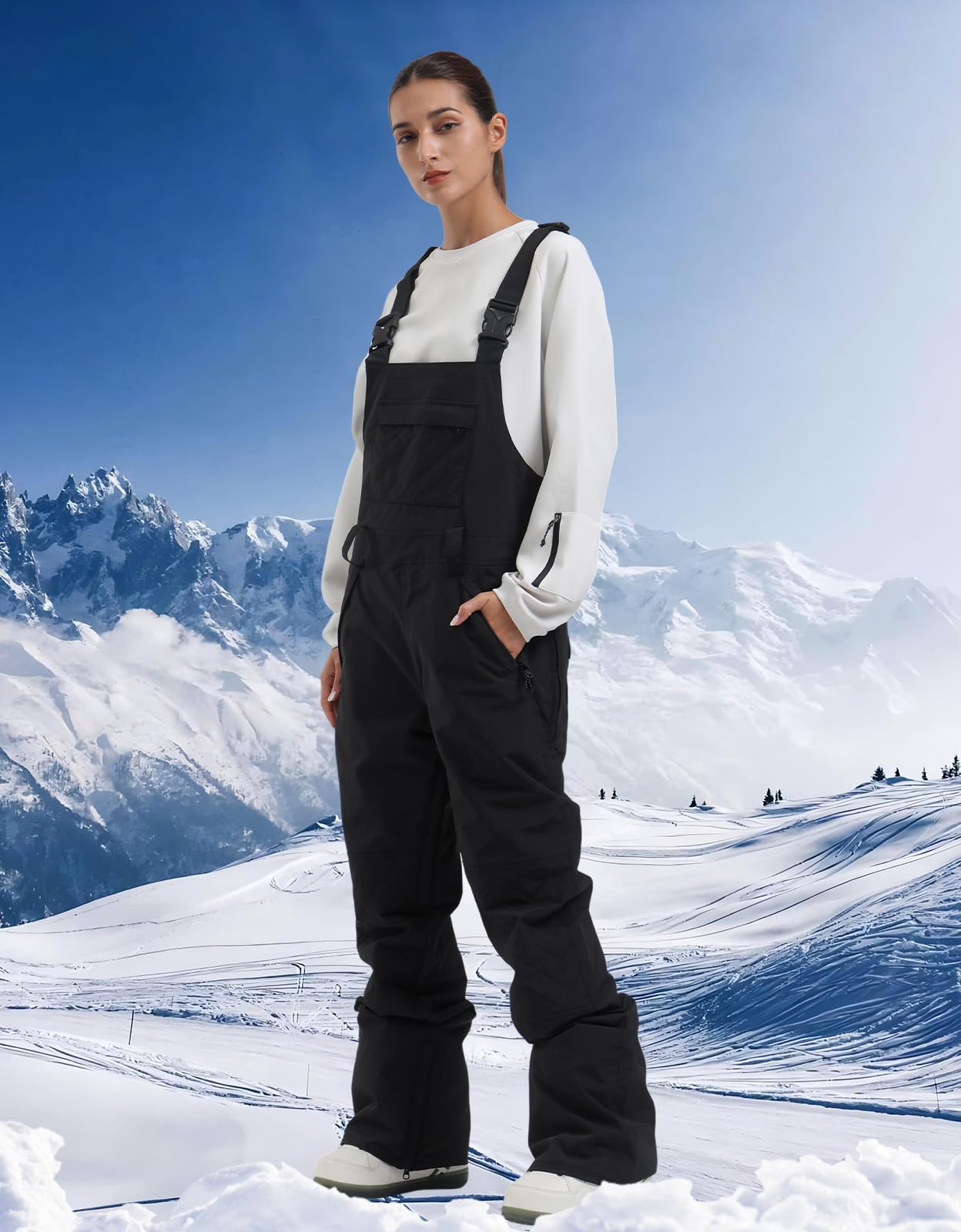 Women's Waterproof Snowboard Bib Overalls - Windproof Insulated Snow Pants for Skiing & Winter Sports | Warm Snowboarding Gear for Outdoor Adventures