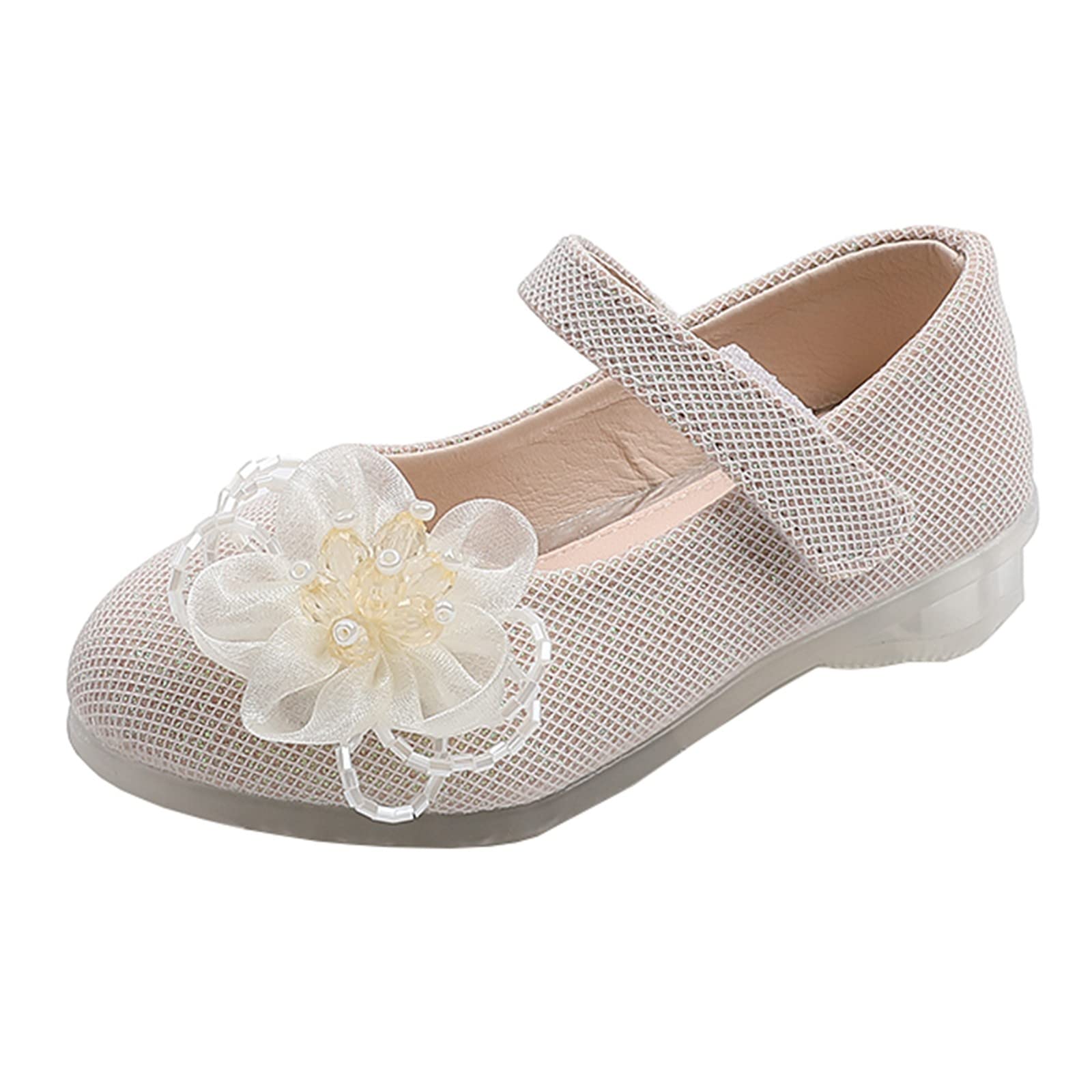 Flower Girl Dress Shoes for Girls - Pearl Embellished Sandals for Children, Princess Dance Flats | Perfect for Weddings, Pageants & Special Occasions