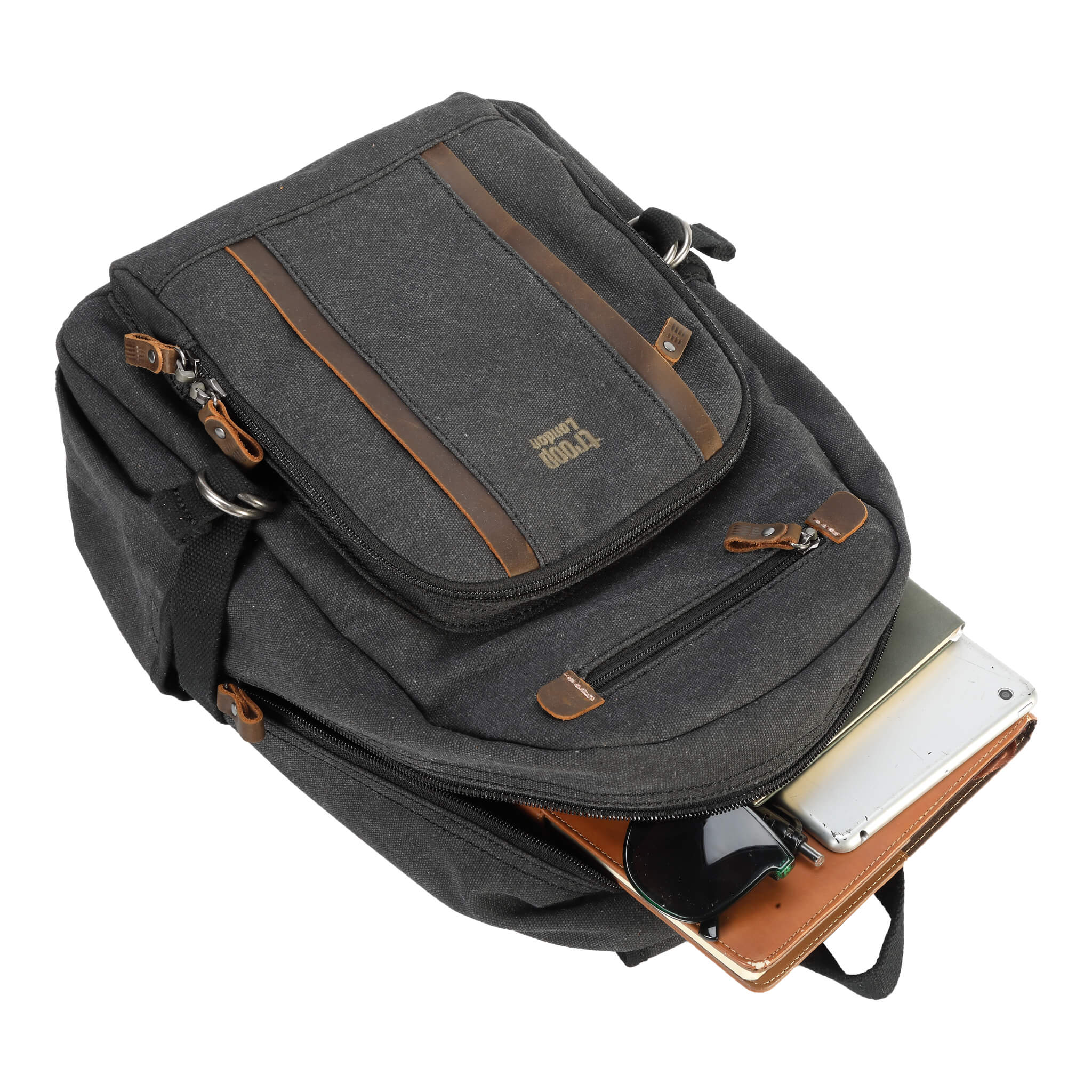 TRP0256 Troop London Classic Canvas Backpack - Medium Size Durable School & Travel Backpack for Men & Women - Perfect for College, Commuting & Outdoor Adventures