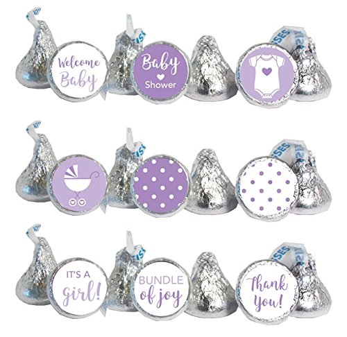 324 Mini Candy Stickers 0.75 Inch - Purple Baby Shower Favors for Girls Party Decor