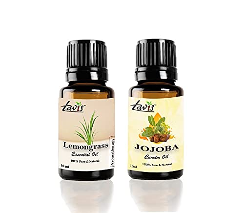 Pure Lemongrass Essential Oil & Organic Jojoba Oil for Aromatherapy, Skin Care & Hair Growth - Natural Relaxation & Moisturizing Solution for Massage, Diffusers & DIY Beauty Products