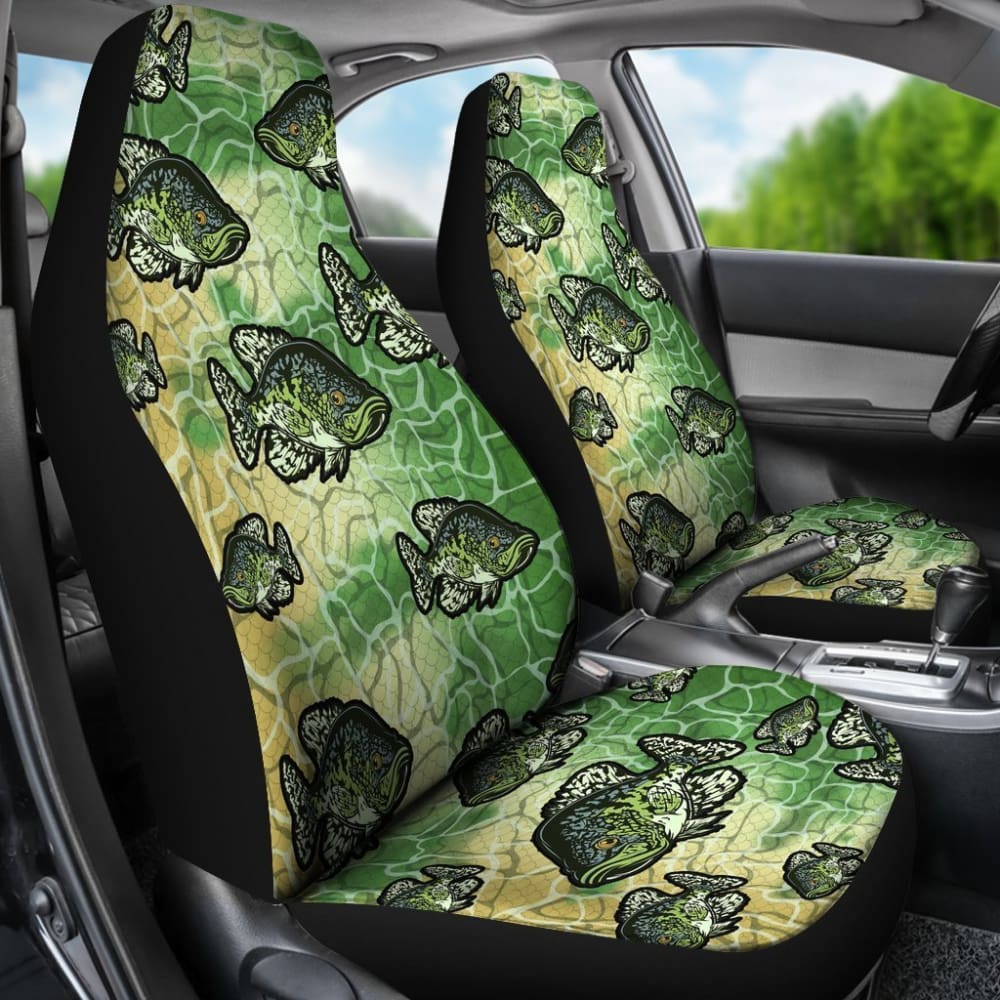 Black Crappie Fish Skin Pattern Fishing Car Seat Covers - Waterproof & Durable for Trucks, SUVs - Perfect for Outdoor Adventures & Fishing Trips