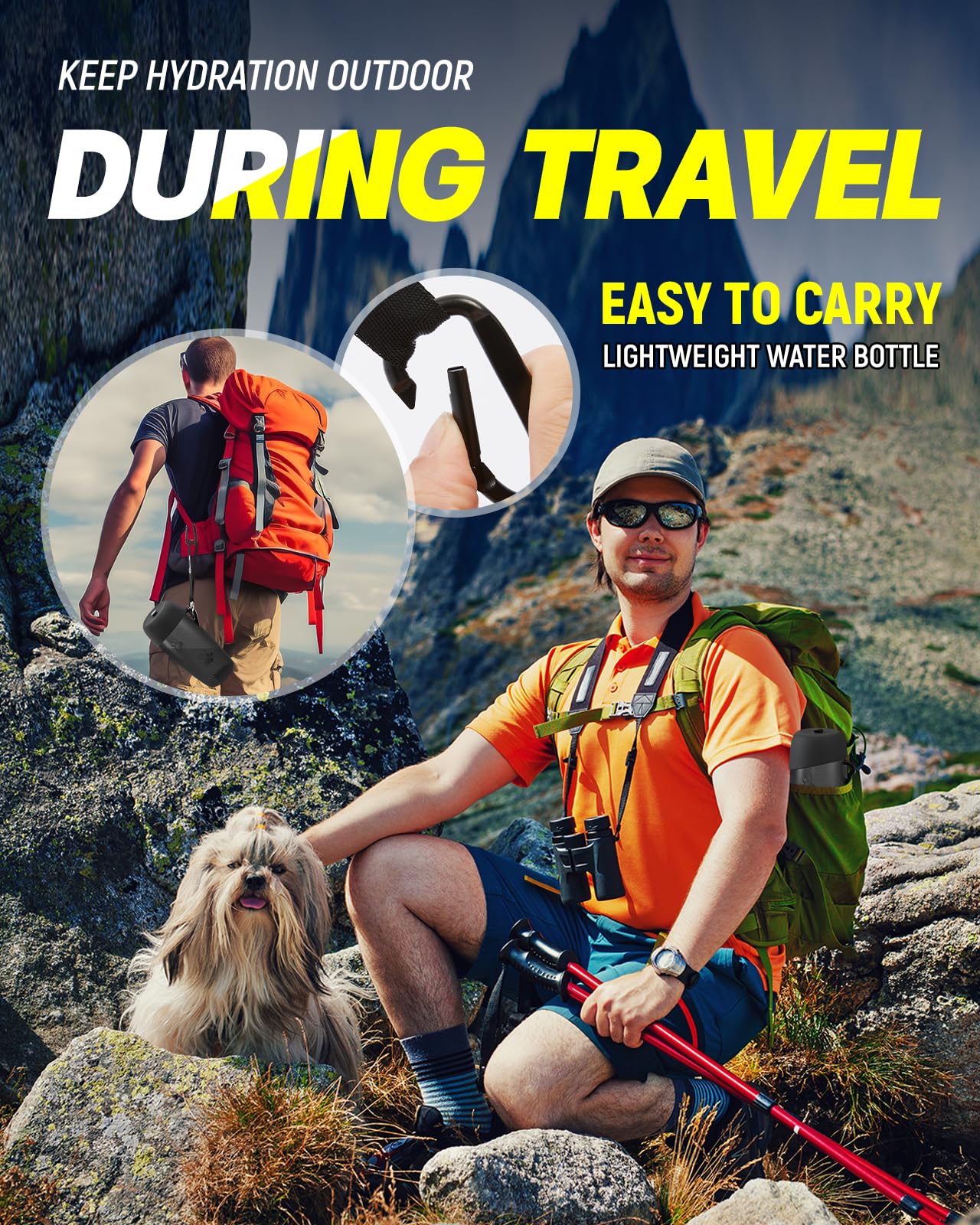 Leak-Proof Dog Water Bottle 28oz - Portable Pet Travel Dispenser for Outdoor Walking & Hiking