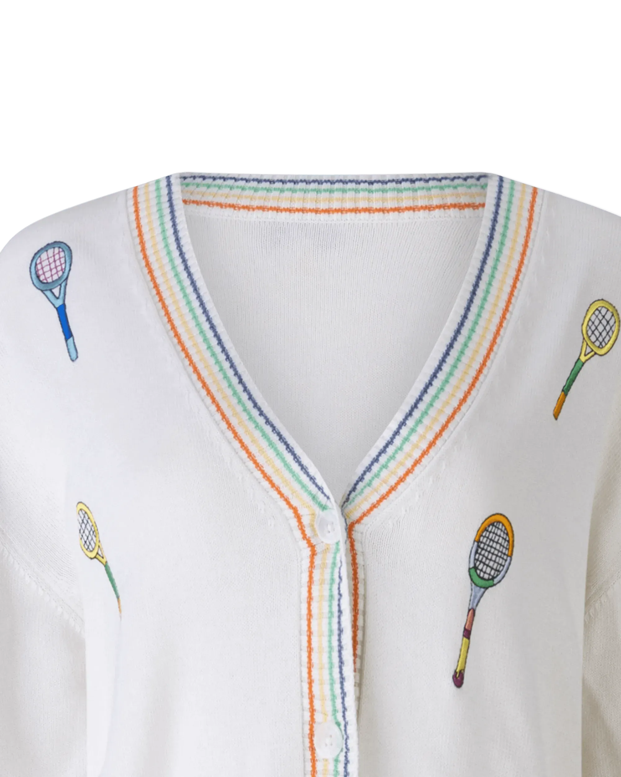 Embroidered Racket Cardigan for Women - Stylish Knit Sweater for Casual Wear, Office & Fall Fashion