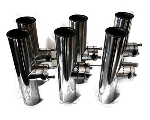 6 Pack Stainless Steel Clamp-On Fishing Rod Holder for 7/8