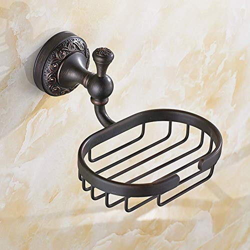 Antique Copper Soap Dish Holder with Ceramic Base - Wall Mounted Bathroom Soap Tray for Shampoo, Towel & Soap Storage - Rustic Bronze Corner Stand for Showers & Bathtubs
