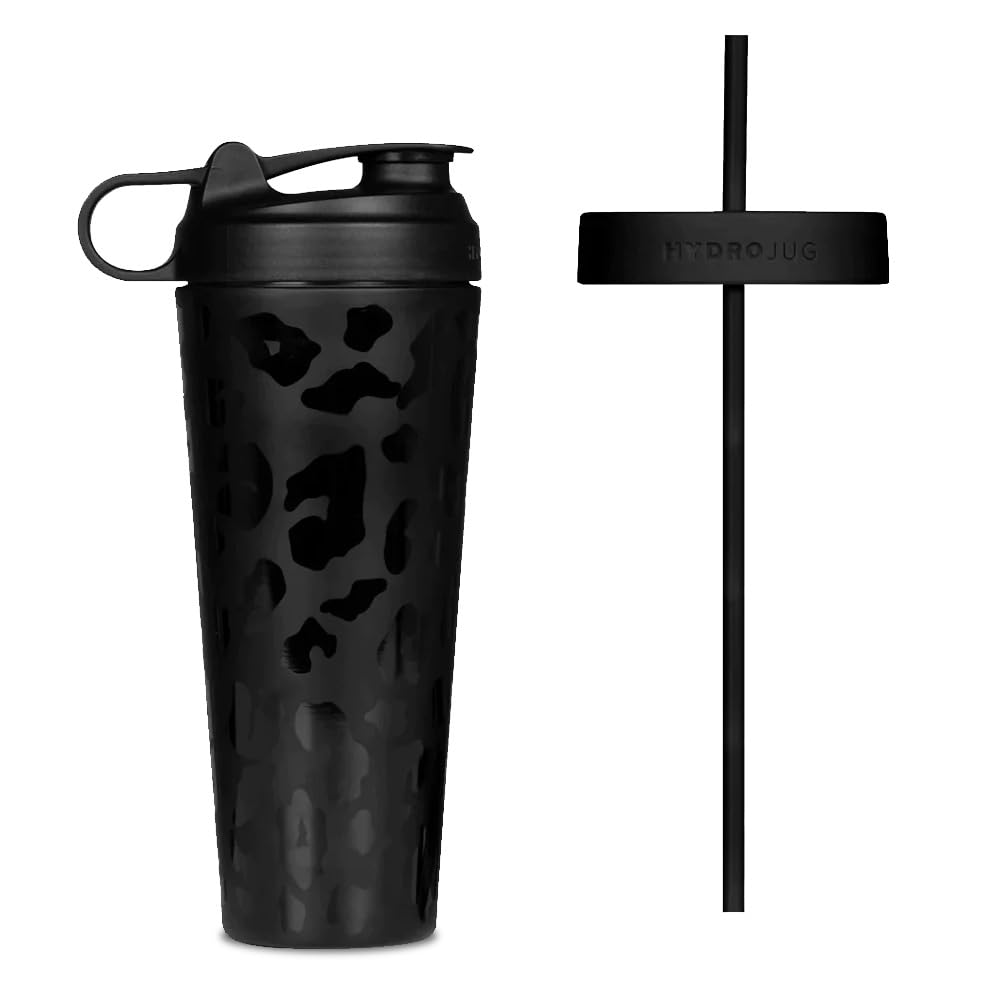 HydroJug 24oz Stainless Steel Protein Shaker Bottle - Vacuum Insulated Gym Water Bottle for Protein Shakes, Pre-Workout & Iced Coffee - Leakproof, BPA Free, Fits Cup Holders - Stays Hot/Cold for Hours - Ideal for Workouts, Bodybuilding & Outdoor Activities