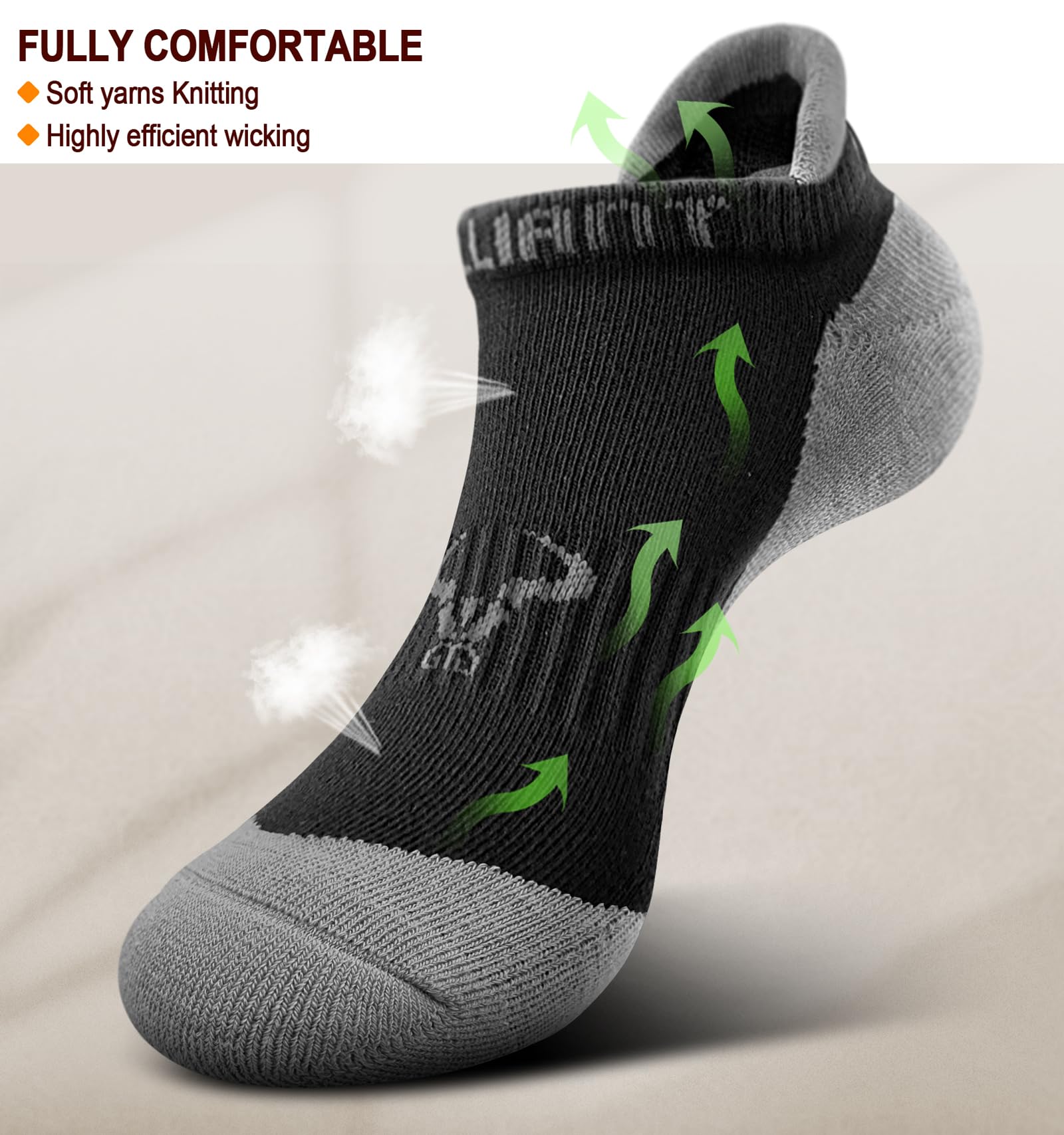 BULLIANT Women's Ankle Socks - Cushioned Athletic Socks for Running, Walking & Indoor Sports with Arch Support - Perfect for Gym, Yoga & Everyday Comfort