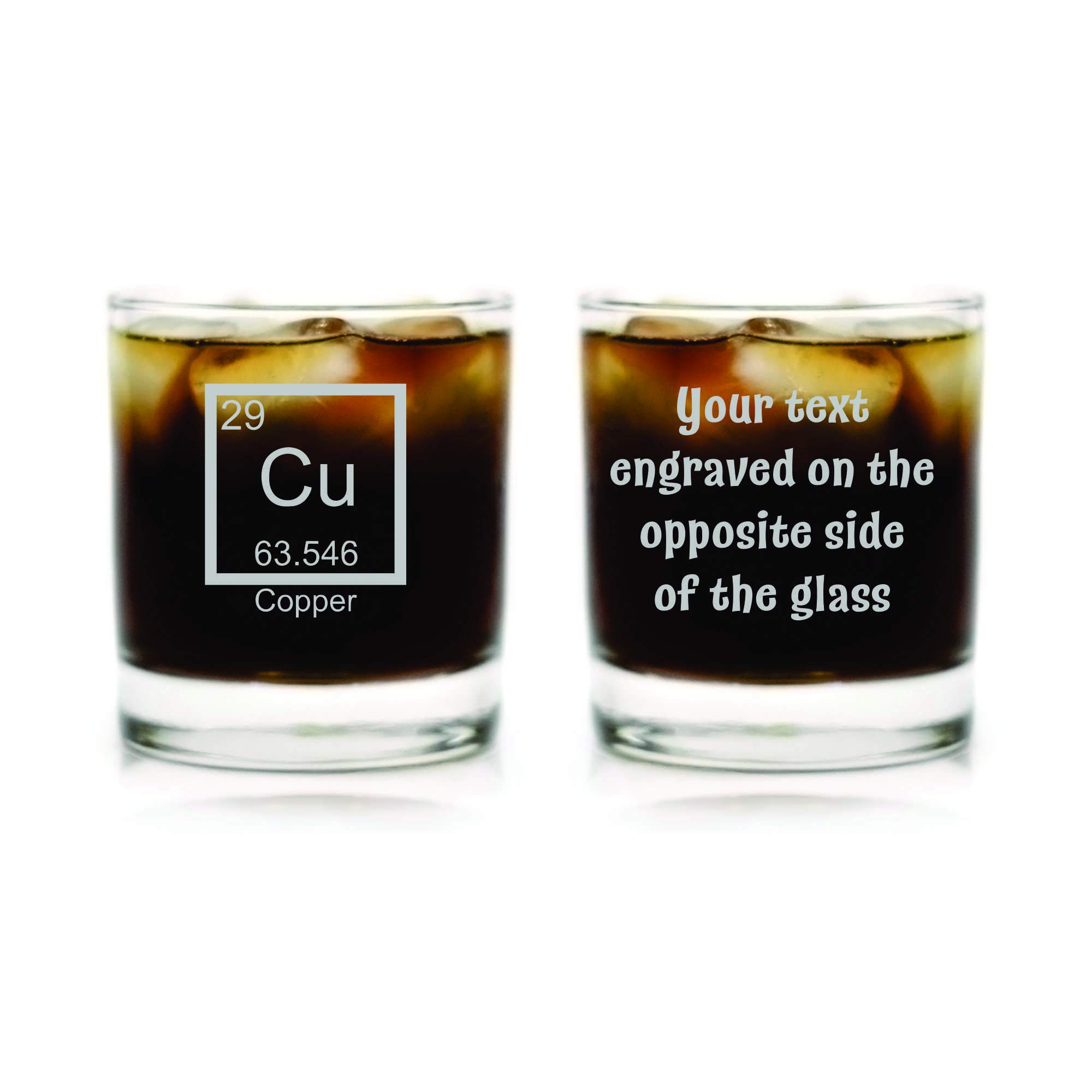 Custom Engraved Double-Sided Copper Periodic Table Rocks Glass - 7th Anniversary Gift for Science Lovers, Couples, Chemistry Enthusiasts - Perfect for Whiskey, Bourbon, Cocktail Drinking & Unique Home Bar Decor