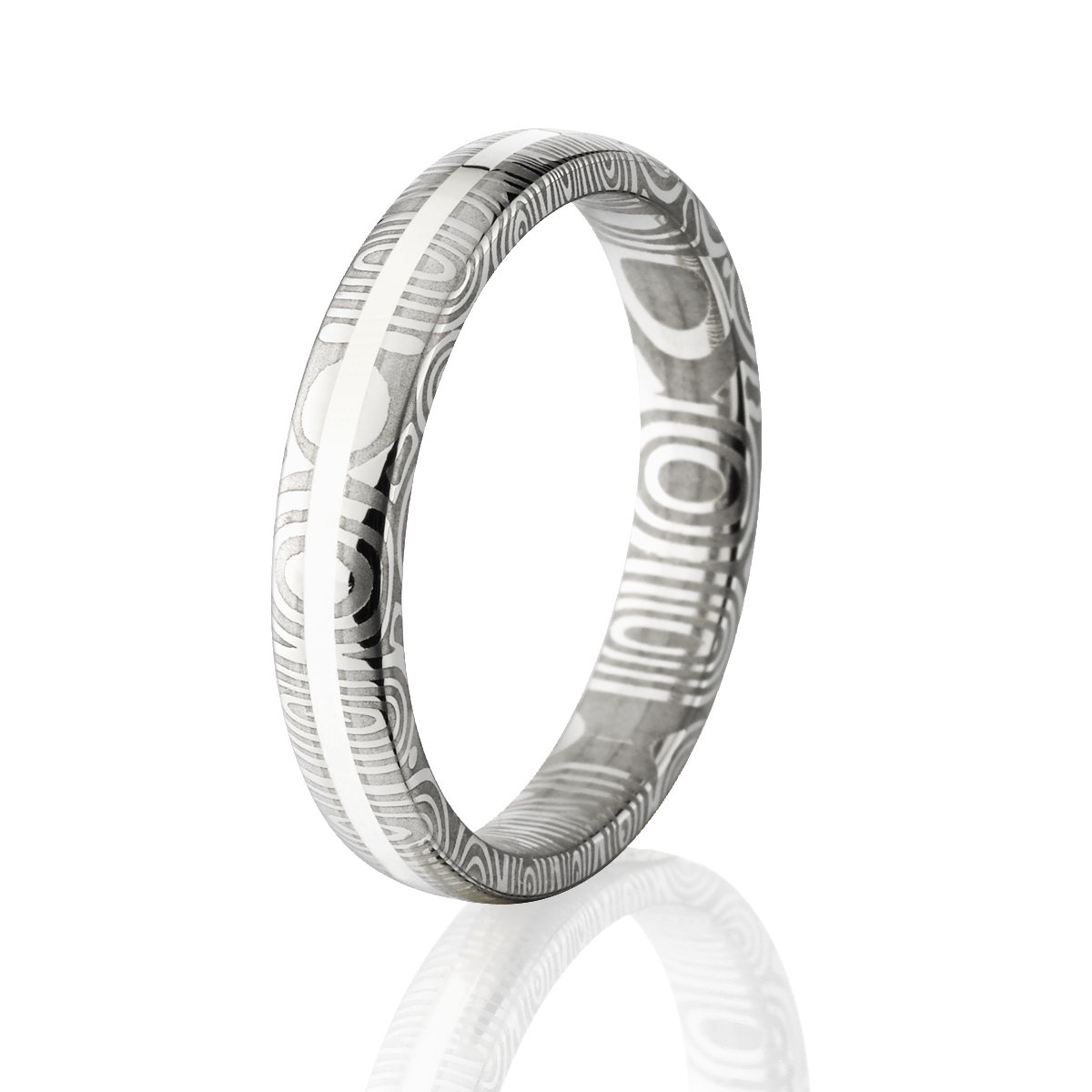 Handmade Damascus Steel Wedding Bands for Men - USA Made Sterling Silver Rings - Durable & Unique Jewelry for Anniversaries, Engagements & Special Occasions