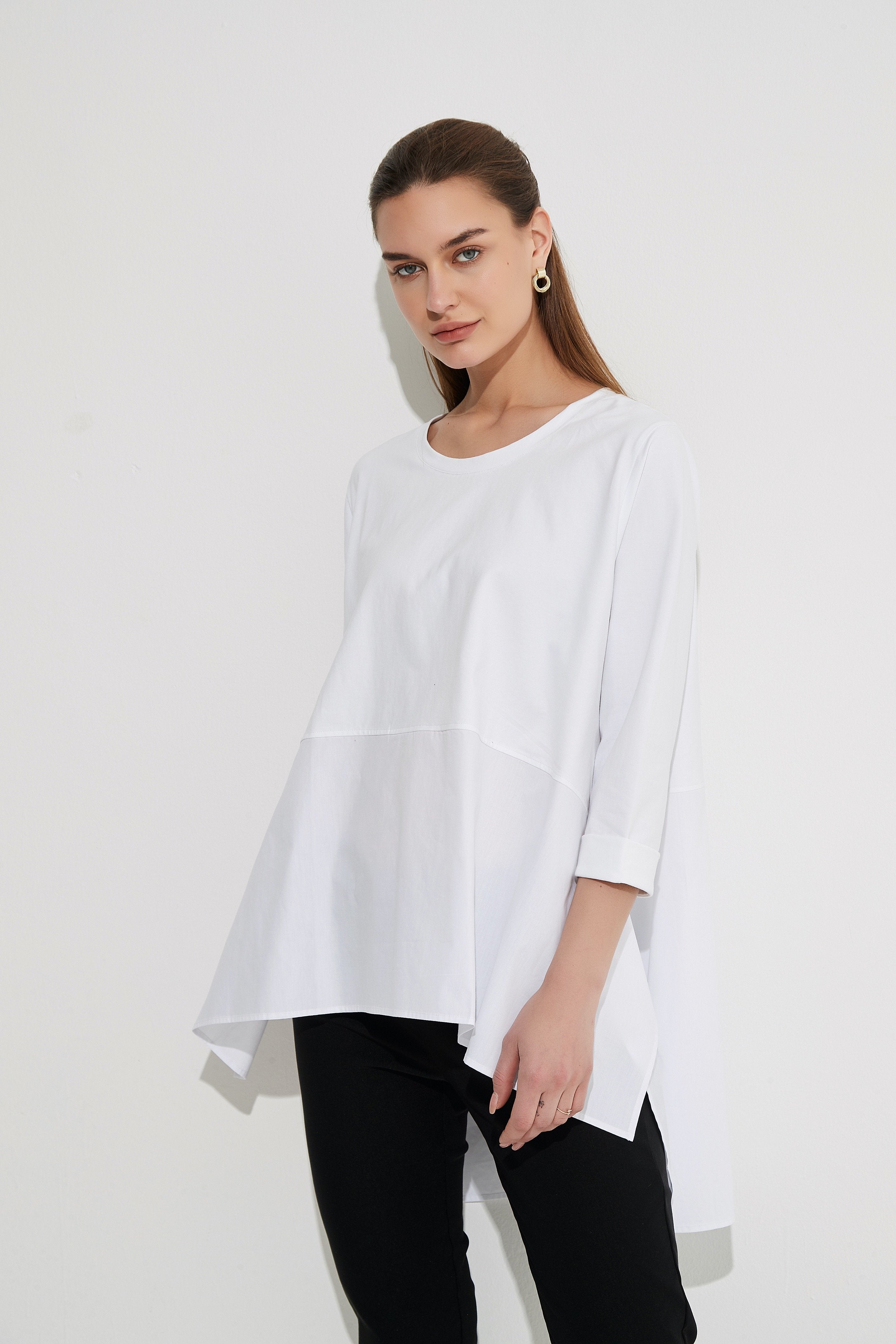 Ava 3/4 Sleeve Women's T-Shirt in White - Perfect for Casual Wear, Workouts & Everyday Outfits