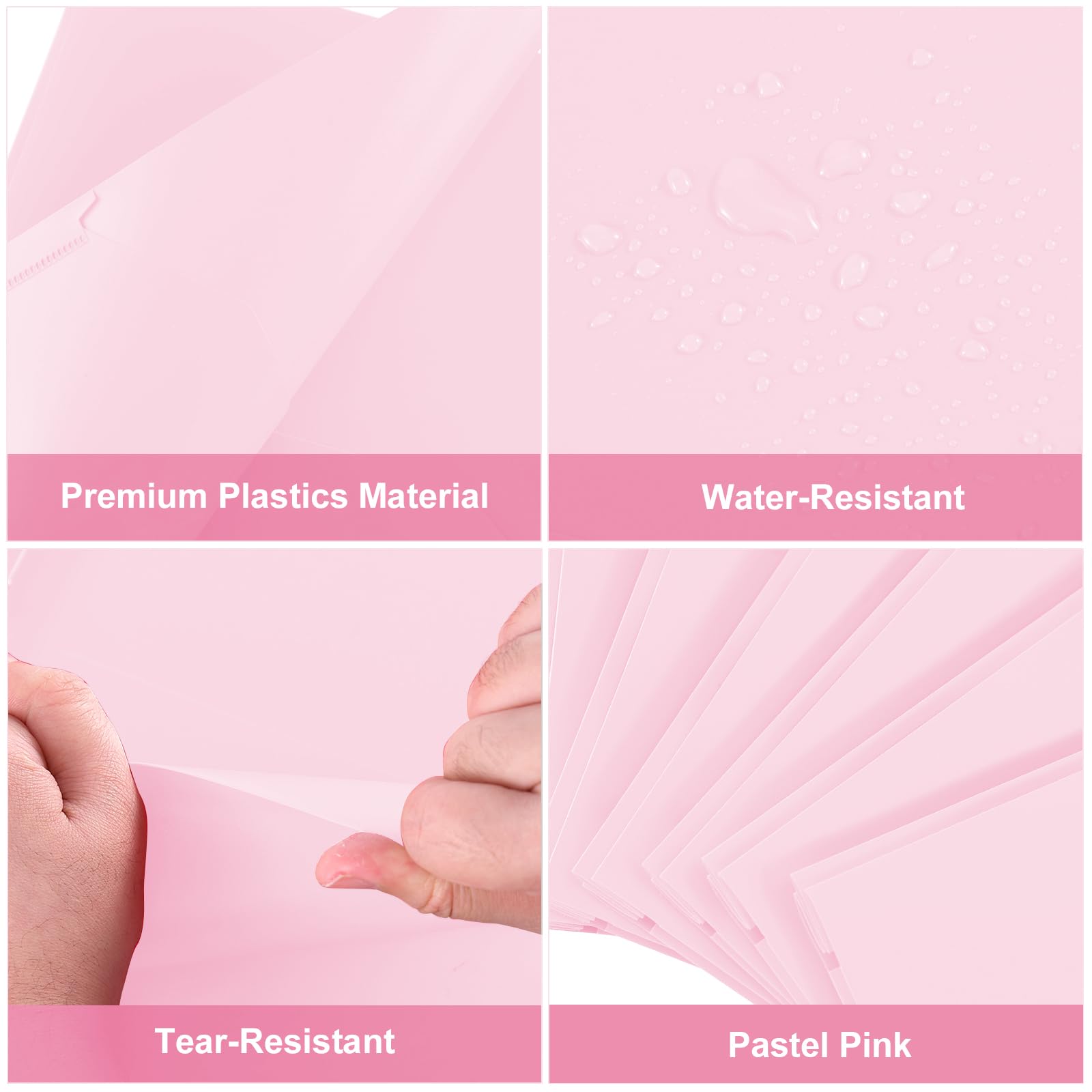 SUIN Plastic Project Folders with 2 Pockets & 3 Prongs - Bulk Pack of 12 Letter Size File Folders for School, Office & Home Organization - Pastel Pink - Perfect for Homework, Reports & Document Storage