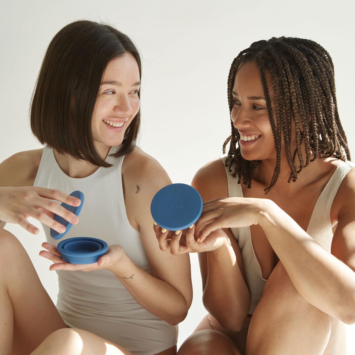 Lena Menstrual Cup Sterilizer Case - Compact & Collapsible Silicone Container for Cleaning Period Cups & Menstrual Discs | Travel-Friendly, Home & Dorm Use | Feminine Hygiene Care in Dark Blue | Perfect for Traveling, Camping & On-the-Go Period Care