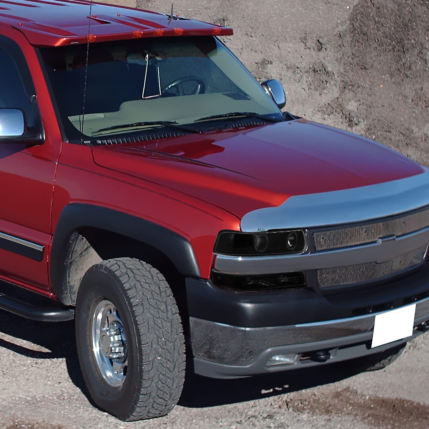 Spec-D Tuning Smoke LED Halo Projector Headlights with Bumper Lights - Compatible with 1999-2002 Chevy Silverado 1500/2500/3500 & 2000-2006 Tahoe - Left & Right Pair Headlamp Assembly - Upgrade for Night Driving & Off-Road Adventures