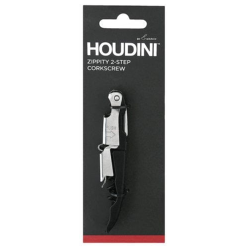 Houdini Zippity 2 Step Corkscrew - Black | Premium Wine Bottle Opener for Home, Parties & Gifts | Easy-to-Use Corkscrew with Ergonomic Design