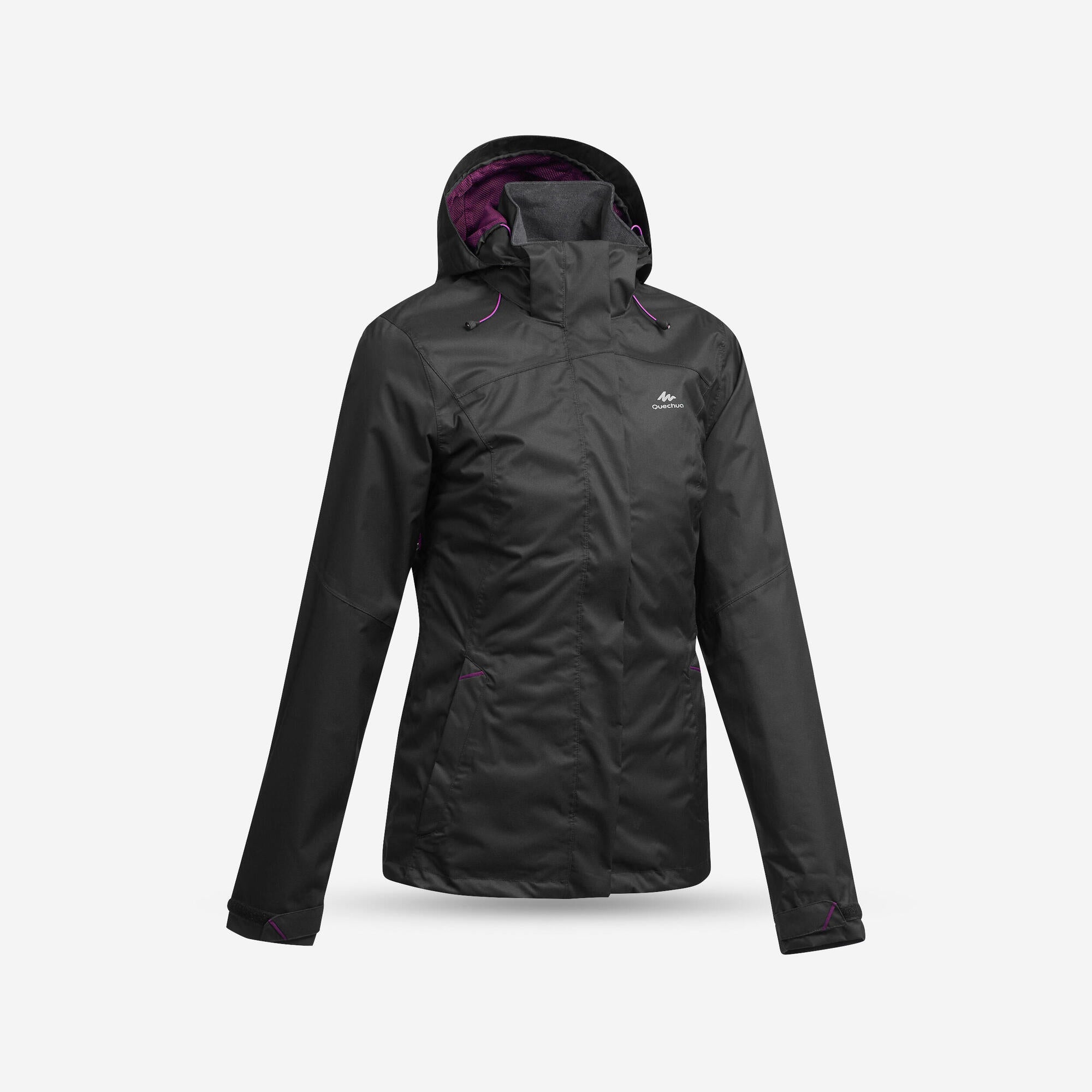 Quechua Women's Waterproof Hiking Jacket MH100 - Lightweight Windproof Raincoat for Outdoor Trekking & Mountain Climbing
