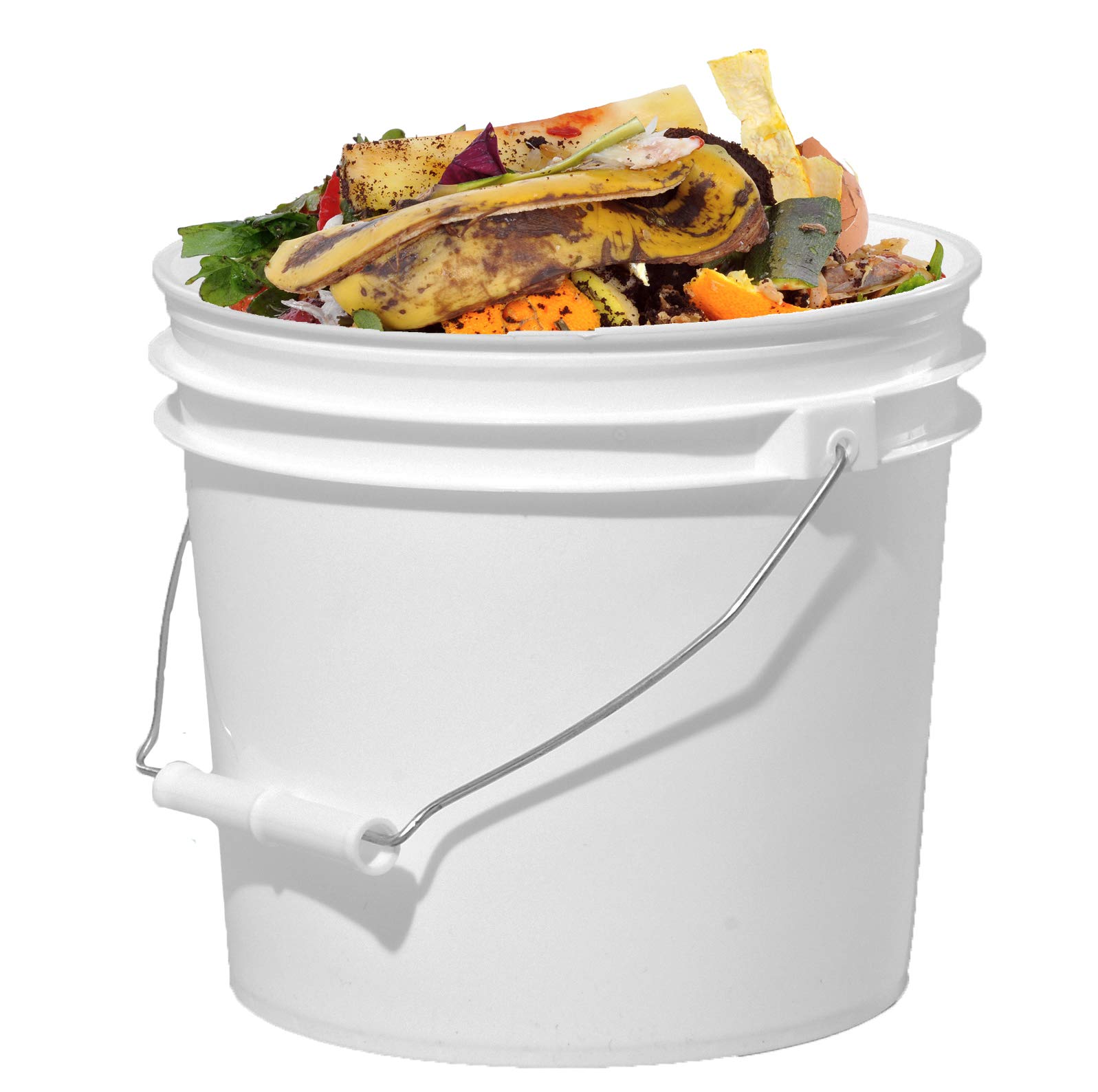 Illing® Premium 1 Gallon White HDPE Compost Bucket with Matching Lids - 8 Pack for Kitchen Waste, Organic Gardening & Eco-Friendly Composting