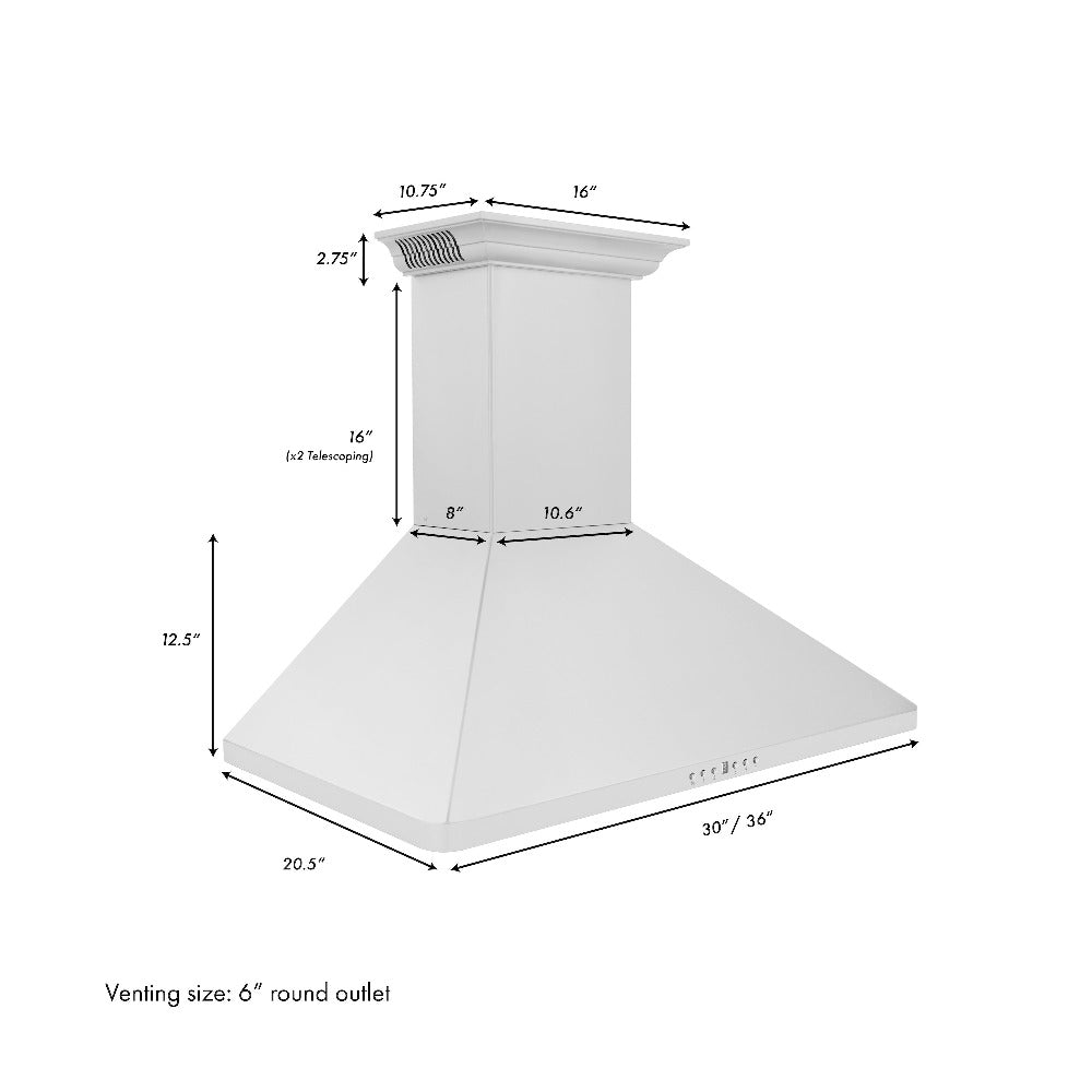 ZLINE Stainless Steel Wall Mount Range Hood with Built-in CrownSound Bluetooth Speakers (KF1CRN BT) - Perfect for Modern Kitchens & Open-Concept Living Spaces