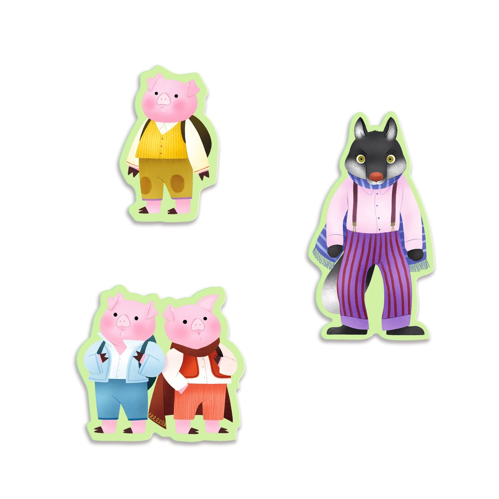 Djeco Three Little Pigs 35-Piece Story Puzzle for Kids | Educational Wooden Jigsaw Toy | Perfect for Preschool Learning & Family Game Night