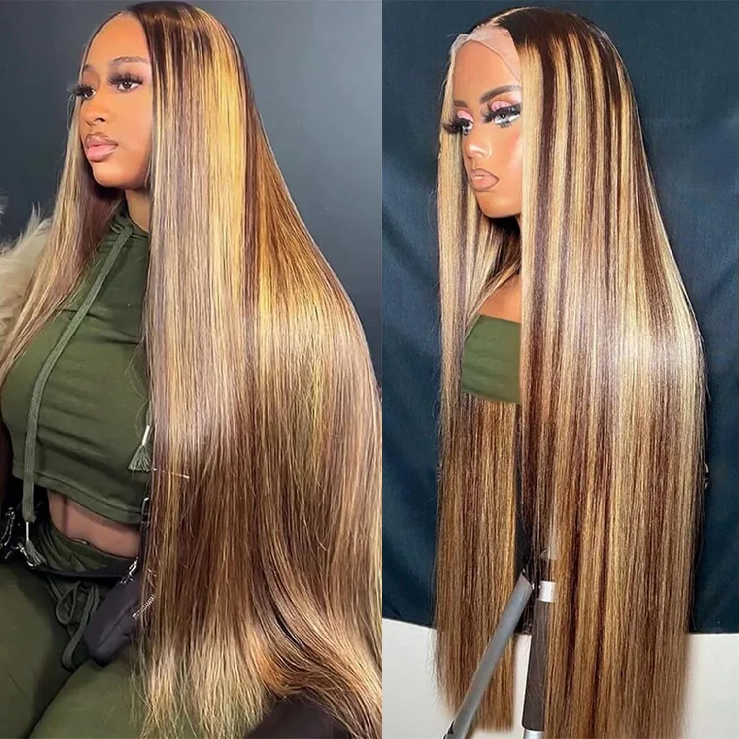 Dark Brown Chocolate Straight Wave Human Hair Wig - 200% Density, Pre Plucked, Pre Cut Lace Closure, Glueless with Elastic Band (P4/30) - Perfect for Daily Wear, Cosplay, and Special Occasions