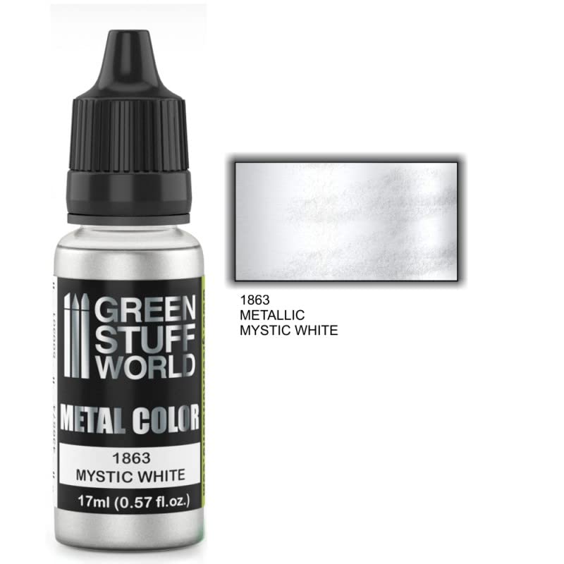 Green Stuff World Metallic Paint Mystic White 1863 - Premium Model Paint for Miniatures & Scale Models - Perfect for Warhammer, D&D, and Tabletop Gaming