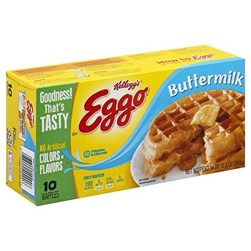 Eggo Buttermilk Waffles - 10 Count (12.3 oz) - Pack of 3 | Frozen Breakfast Food for Quick & Easy Morning Meals, Kids Snacks & Family Breakfast