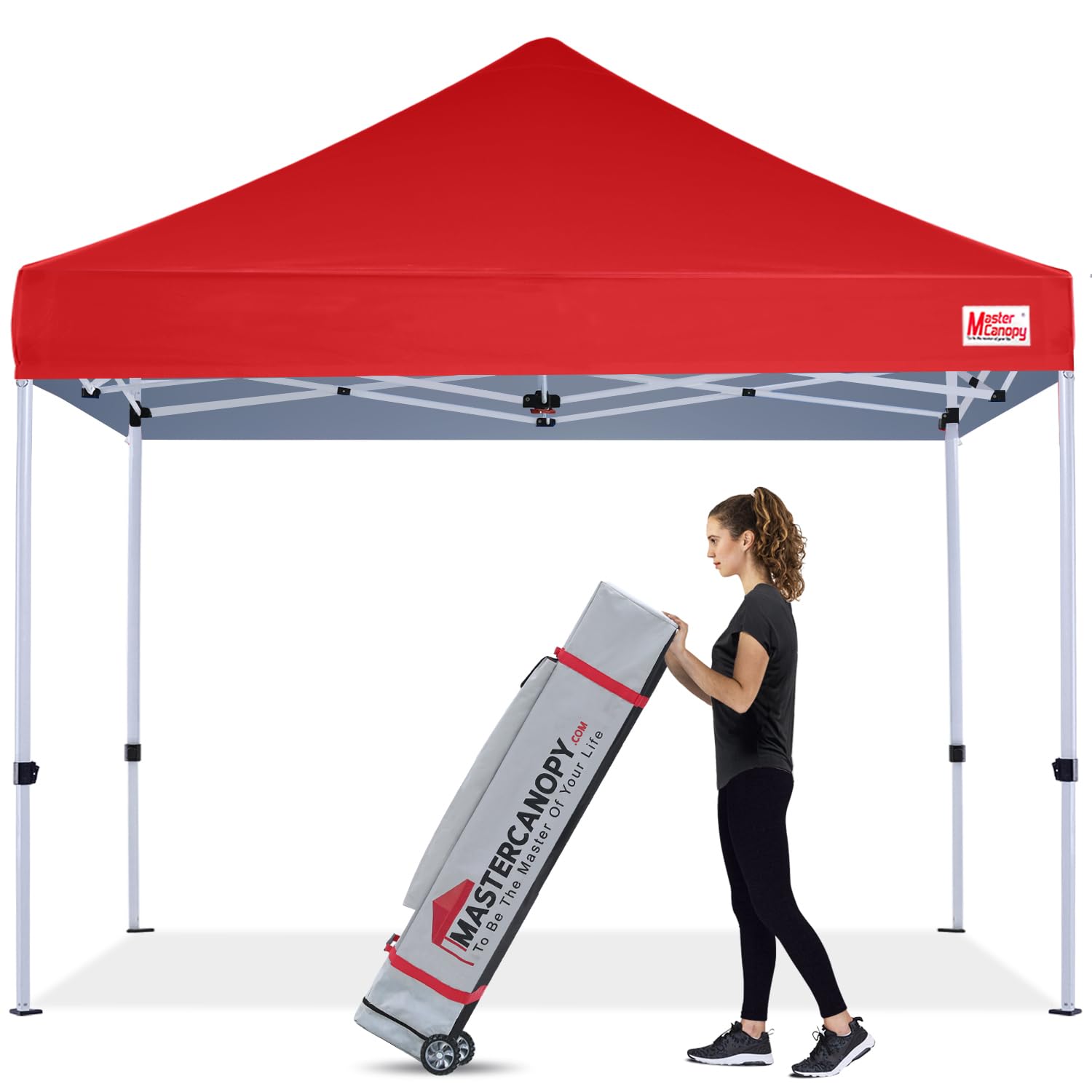 MASTERCANOPY 10x10 Pop Up Canopy Tent - Commercial Grade Instant Shelter with UV Protection (Red) - Perfect for Outdoor Events, Farmers Markets, Beach Parties & Camping
