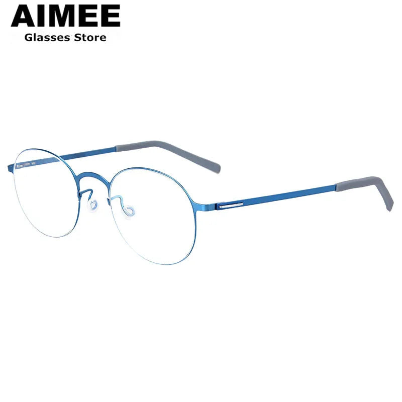 Aimee Women's Full Rim Round Screwless Titanium Eyeglasses - Lightweight & Durable Frame for Work, Reading & Everyday Use (Model 198808)