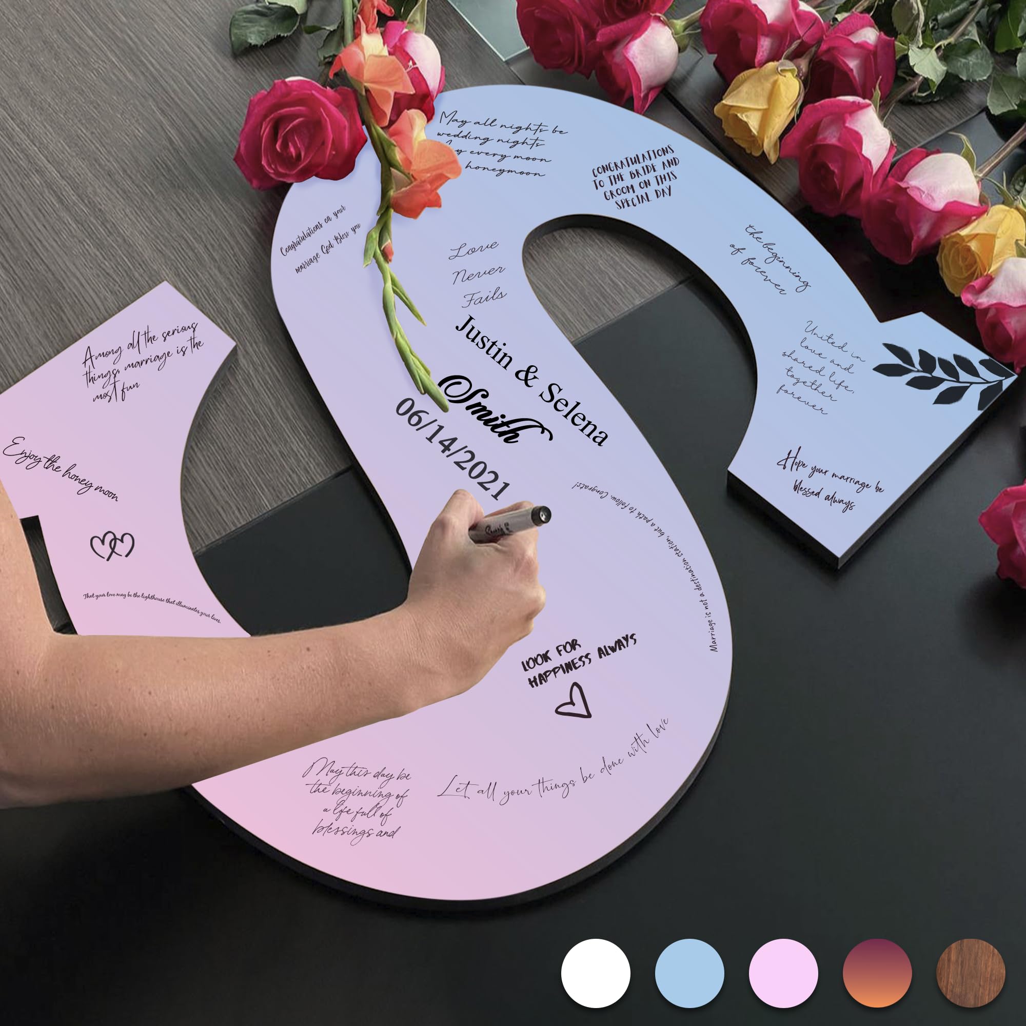 Personalized Wooden Wedding Guest Book - Unique Wood Letters Sign-in Book for Wedding Decorations & Party Favors | Perfect for Rustic, Vintage, and DIY Weddings | Great Alternative to Traditional Guest Books