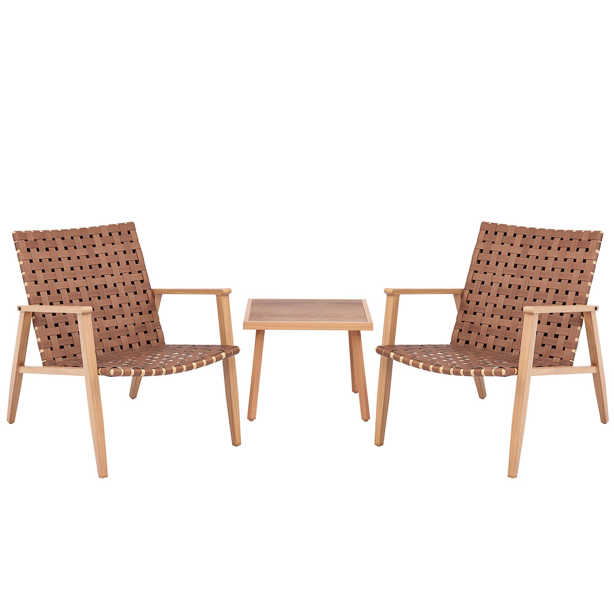 3 Piece Patio Bistro Set - Outdoor Wicker Conversation Chairs with Glass Top Coffee Table - Weather-Resistant Patio Furniture for Porch, Backyard, Balcony, Park, Deck & Poolside - Perfect for Relaxing, Entertaining & Outdoor Dining