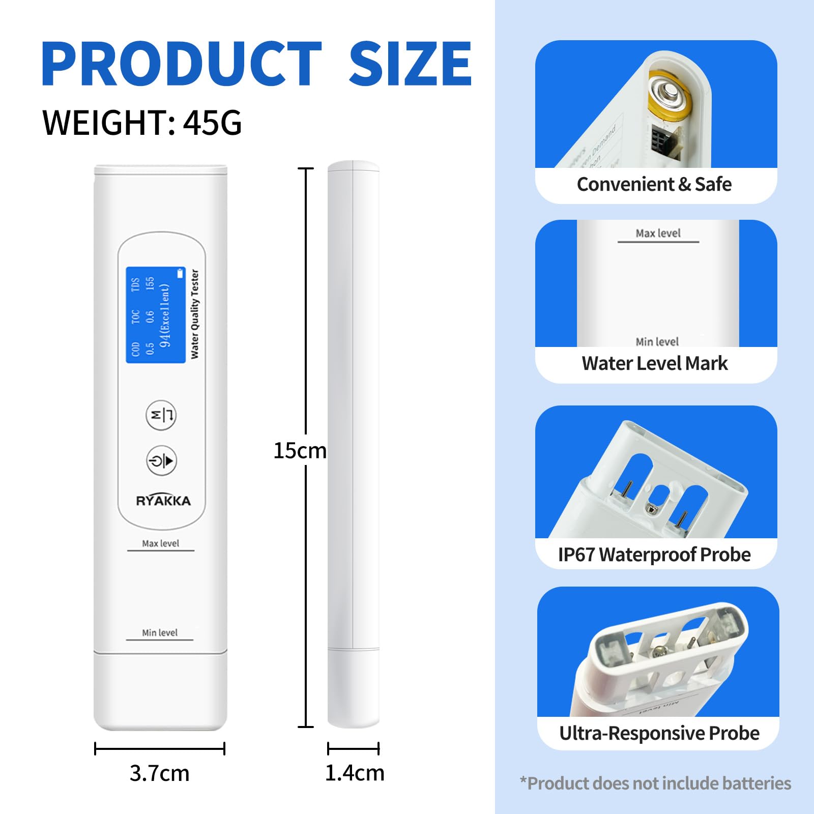 Premium 6-in-1 Water Quality Tester - Digital Analyzer for TOC, COD, TDS, UV275, EC & Temperature | Accurate Testing for Well Water, Tap Water & Purified Water | Ideal for Home, Lab, Outdoor & Emergency Preparedness