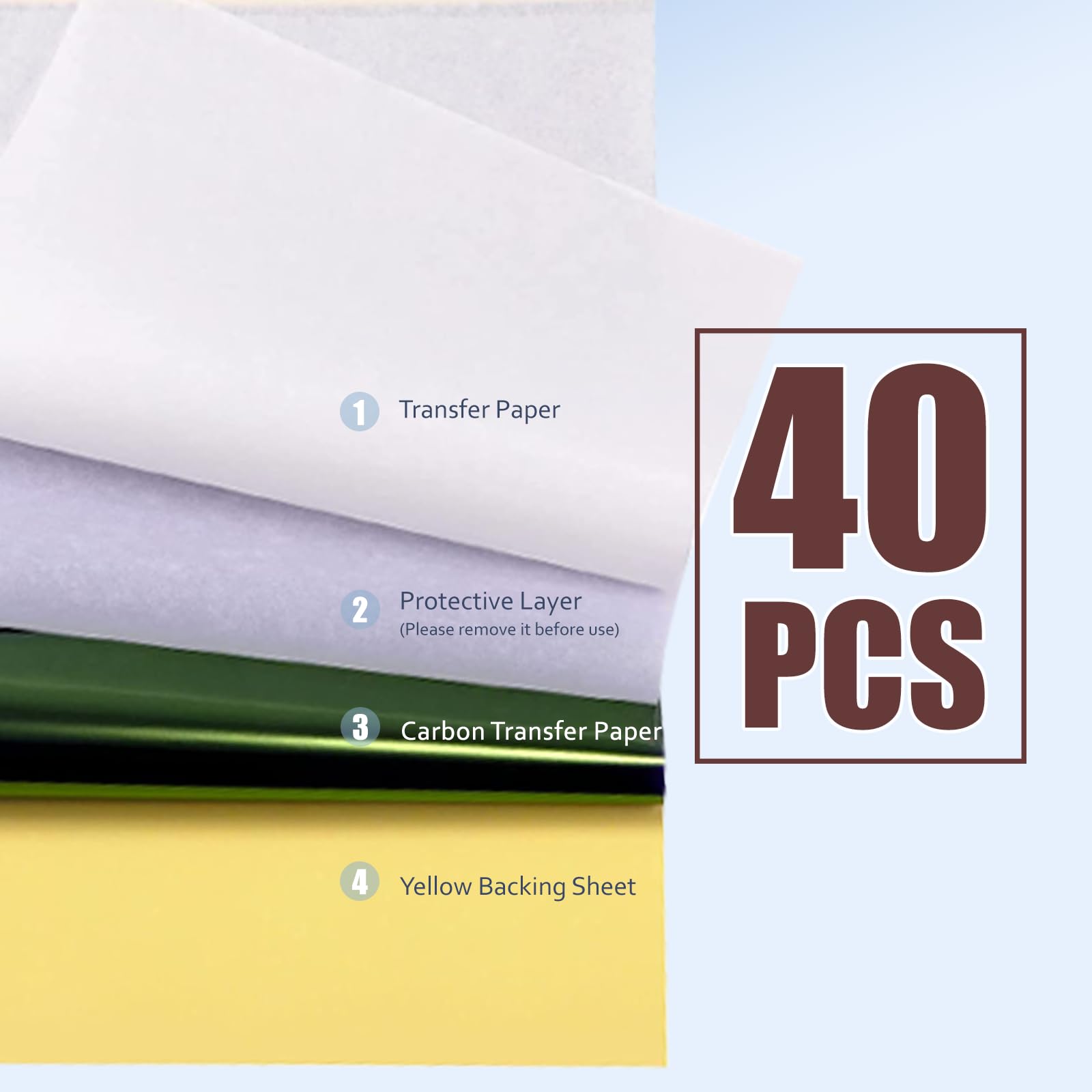 40 Sheets Professional Tattoo Transfer Paper - 4 Layer Thermal Stencil Paper for Tattoo Artists | A4 Size (8.25