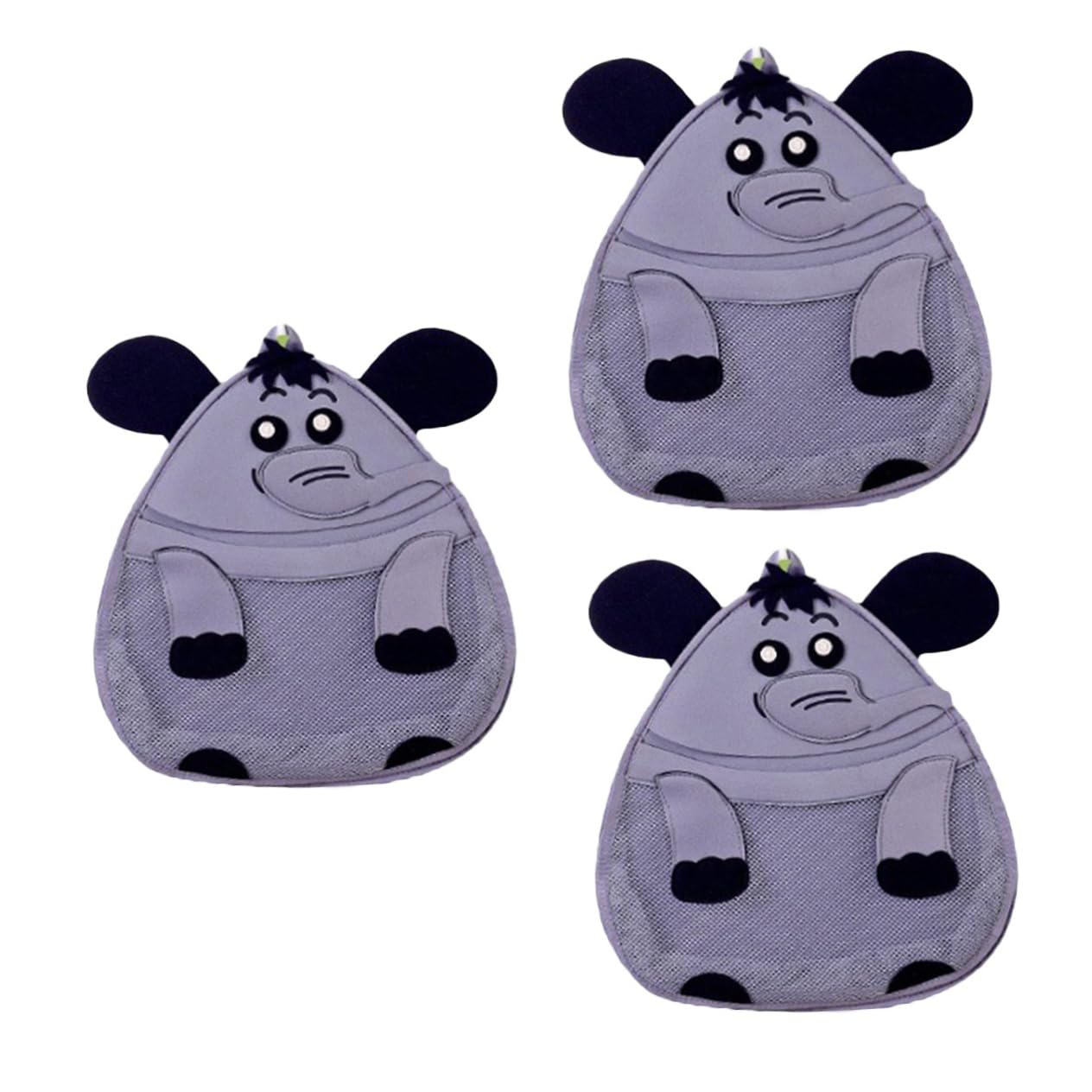 VICASKY 3-Piece Elephant Shower Storage Bags with Hooks - Mesh Bath Toy Organizer for Kids, Waterproof Hanging Toy Holder for Bathroom, Nursery & Playroom - Cute Animal Design for Boys and Girls (Perfect for Bath Time Organization & Kids' Room Decor)