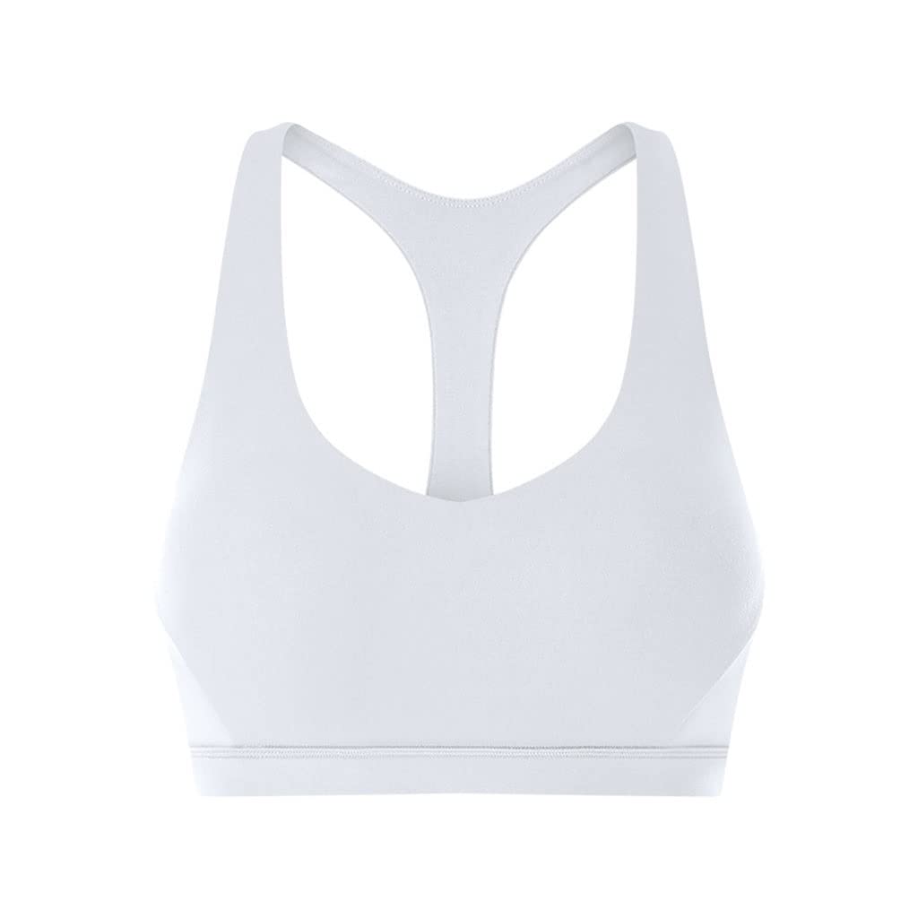HSQMA Women's Sports Bra Tank Top - Medium Impact Workout & Yoga Bra - Sleeveless Fitness Running Crop Top for Women - XXL White - Perfect for Gym, Yoga, Running & Active Lifestyle