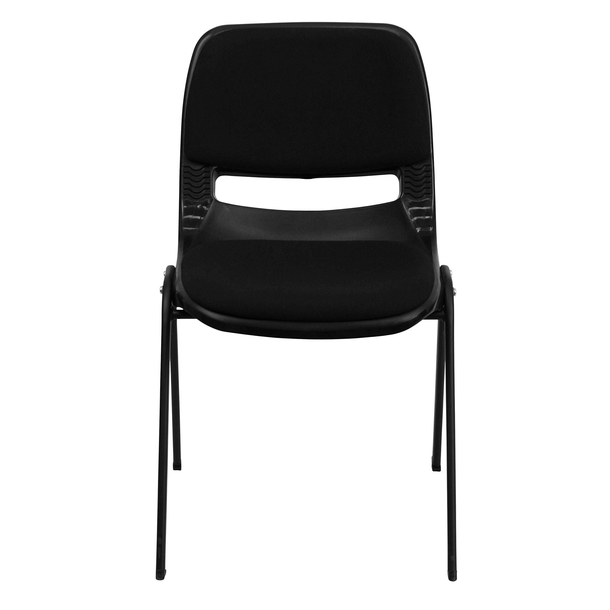 EMMA + OLIVER Black Padded Ergonomic Shell Student Stacking Chair - Comfortable Classroom Chair, Guest Chair for Home Office, School & Conference Room Use