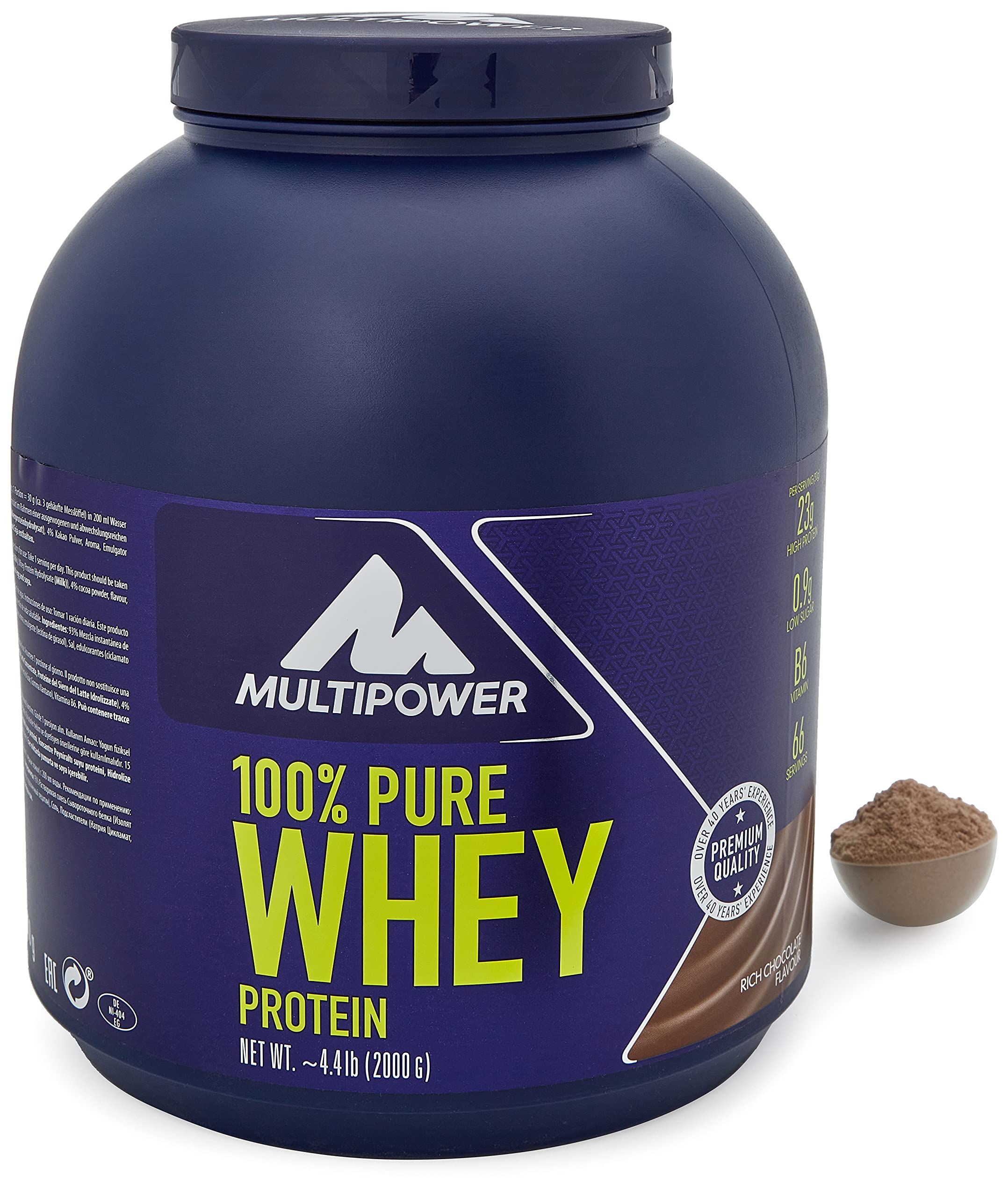 Multipower 2000g 100% Pure Whey Protein Powder - Chocolate Flavor for Muscle Recovery & Post-Workout Nutrition | Gym Supplement for Athletes & Bodybuilders