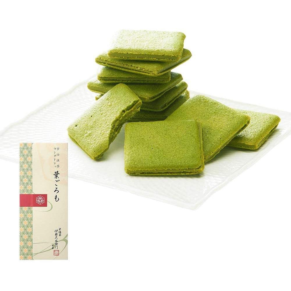 Premium Itohkyuemon Uji Matcha Langue de Chat Biscuits - 10 Piece Japanese Green Tea Cookies - Perfect for Tea Time, Gifts & Dessert Pairings