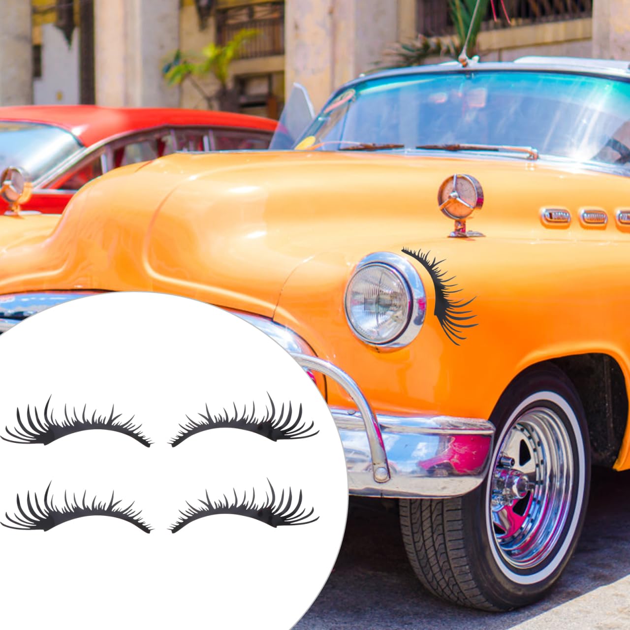 SEWACC 2 Pairs Car Headlight Eyelashes Stickers - Auto Fake Eyelash Decals for Car Body Decoration & Eyebrow Styling - Perfect for Car Shows, Themed Parties & Custom Vehicle Styling