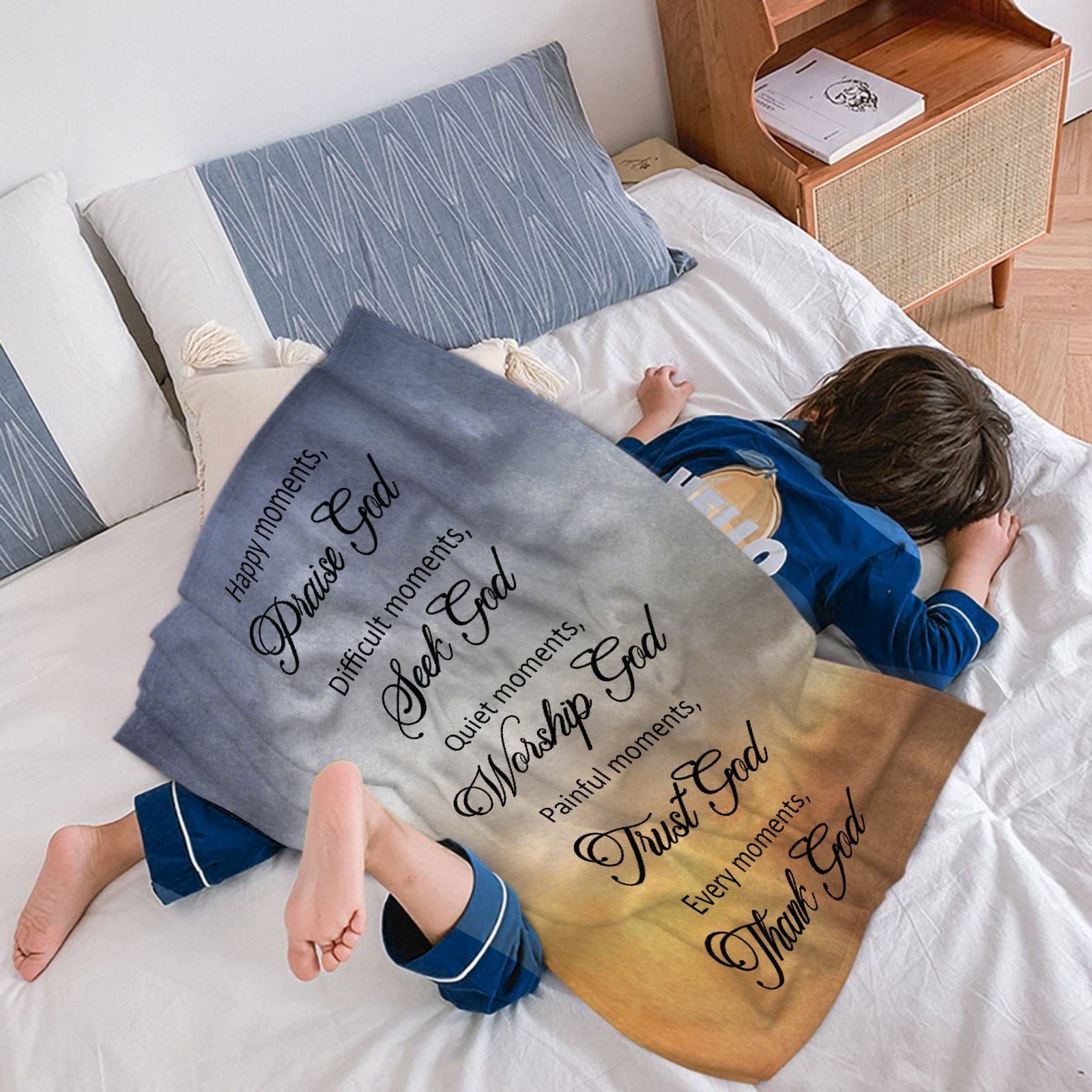 Inspirational Religious Prayer Blanket - Lightweight Super Soft Microfiber Flannel Throw Blanket for Couch, Bed, Sofa & Chair (40x30 Inches) - Perfect for Home Decor, Gift Giving & Pet Comfort