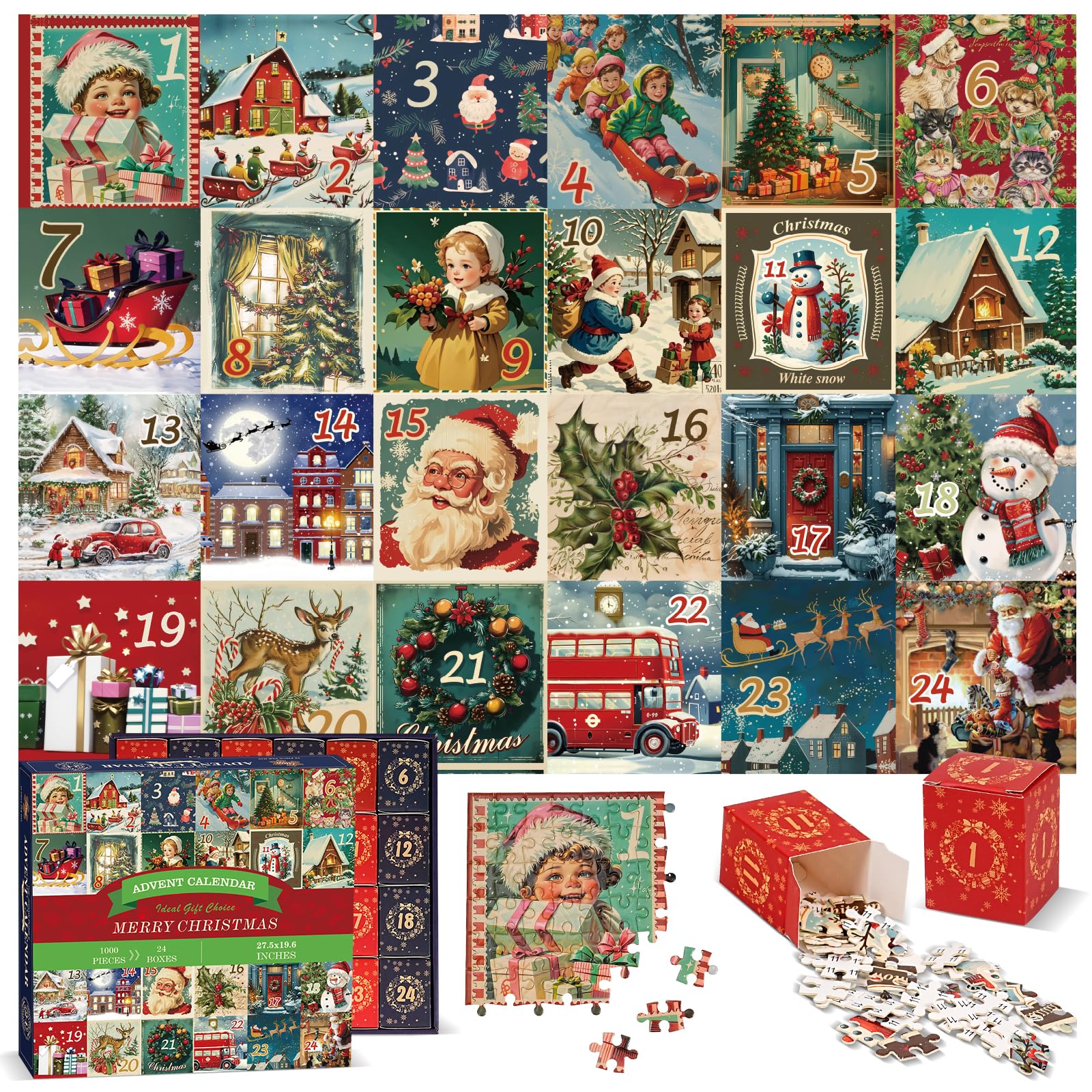 2024 Advent Calendar Puzzle for Adults - Christmas Countdown Puzzle (27.5 x 23.6 Inches) - Perfect for Holiday Family Activities & Christmas Decorations