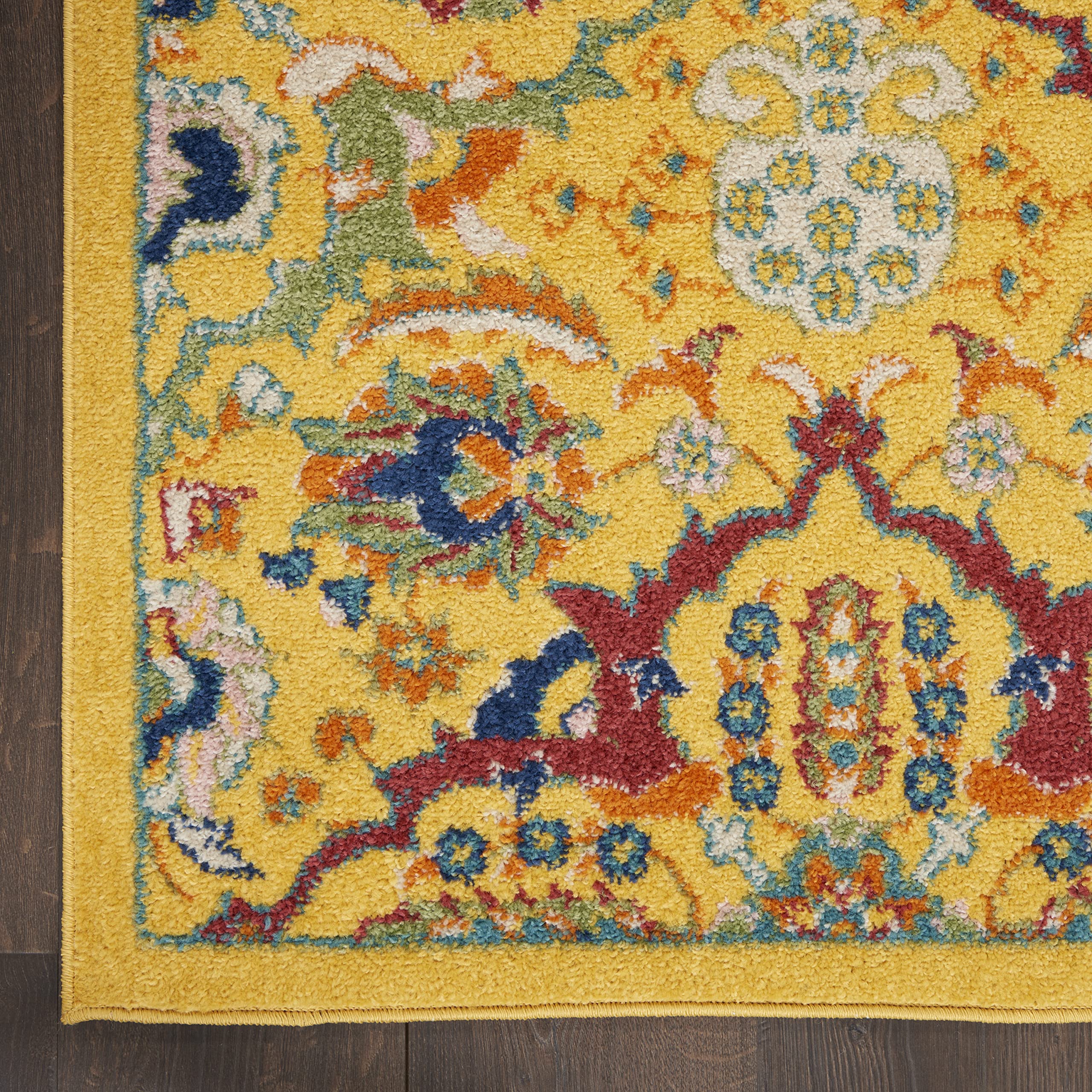 Nourison Allur Traditional Yellow/Multi 6' x 9' Area Rug - Easy Cleaning, Non-Shedding, Stain Resistant - Perfect for Bedroom, Living Room, Dining Room & Kitchen Decor (6x9) | Soft & Durable for High Traffic Areas