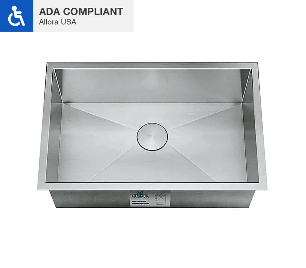 Allora USA ADA KH 2016 20x16x5 Inch Handmade Undermount Single Bowl Stainless Steel Kitchen Sink - Perfect for Modern Kitchens & Restaurant Use
