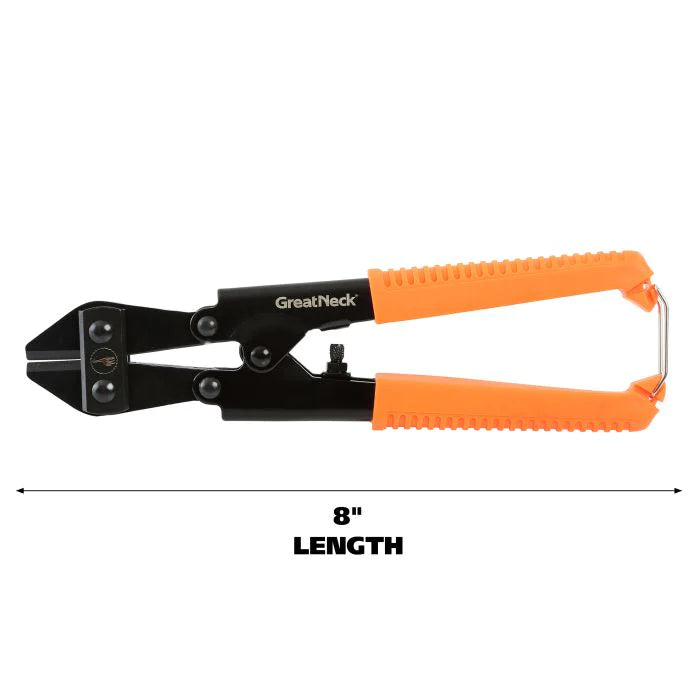 GreatNeck BC8 8-Inch Mini Bolt Cutters - Heavy Duty Steel Wire & Padlock Cutter for DIY, Home Repair, and Emergency Use