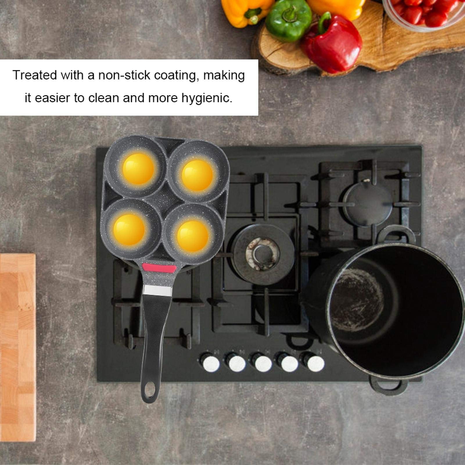 Non-Stick Aluminum Breakfast Skillet with Multiple Compartments - Perfect for Eggs, Pancakes, Burgers & More | Durable Handle for Easy Cooking | Ideal for Kitchen, Camping & Outdoor Use